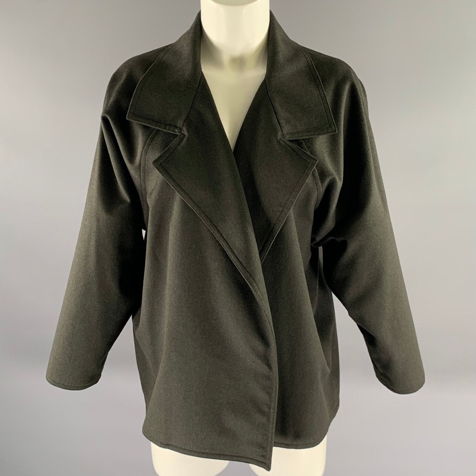 Other ZORAN M Green Olive Wool Angora Notch Collar Cardigan Size M / US 6-8 / IT 42-44 - 1 Thumbnail