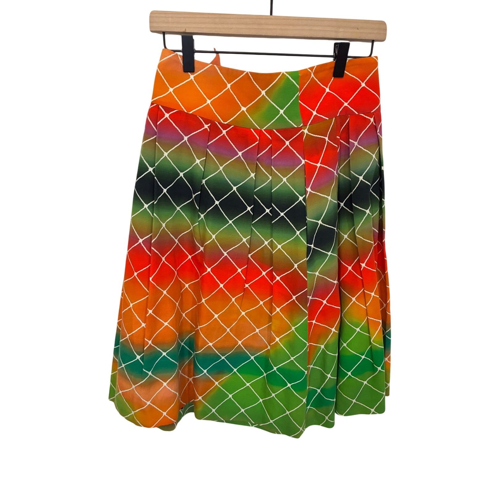 Akris NWT Akris Punto Rainbow Skirt Multicolor Net Print Cotton 6 Size 28" / US 6 / IT 42 - 3 Thumbnail
