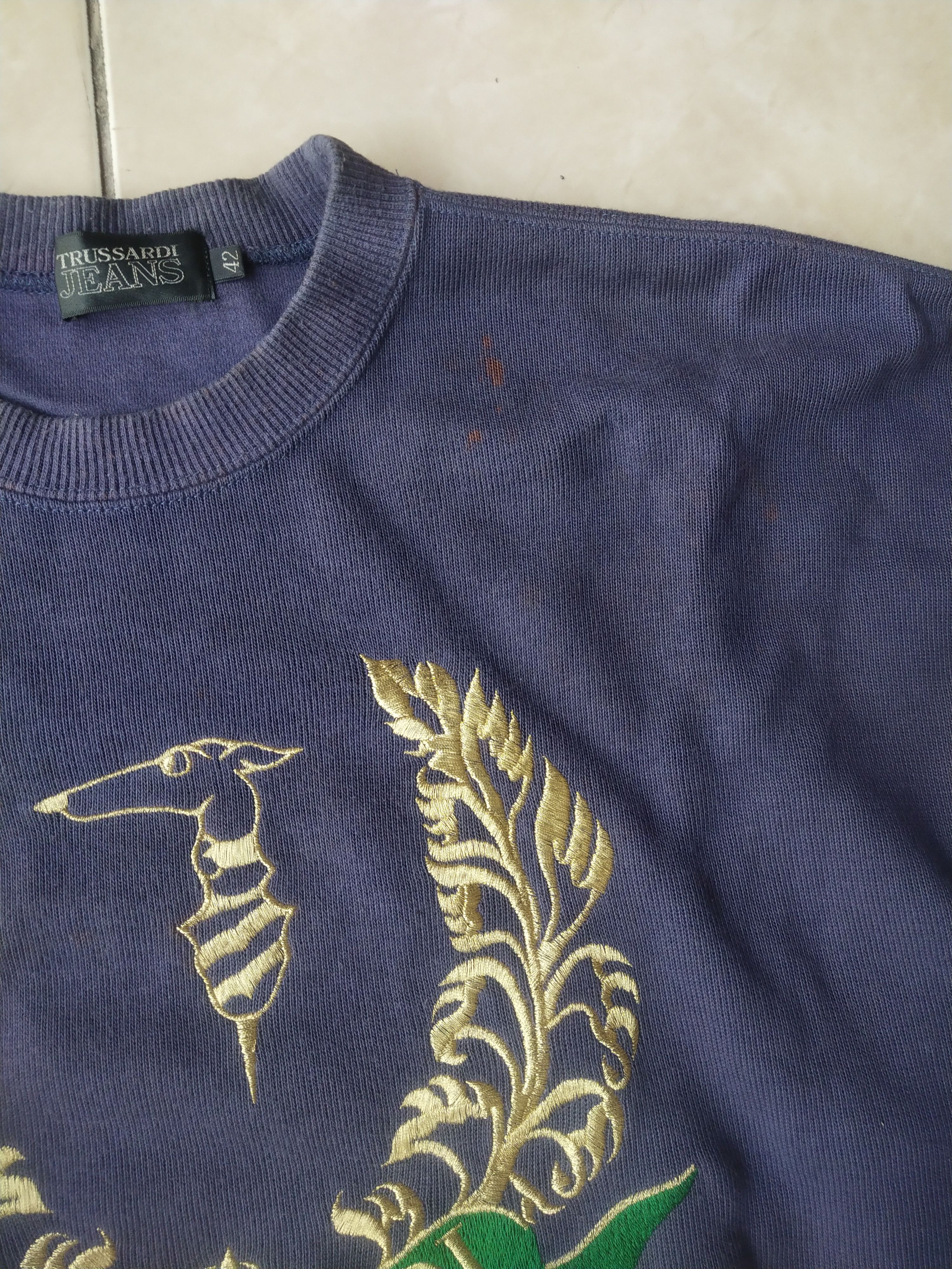 Trussardi 90s Trussardi Jeans Big Spellout Embroidered Logo Sweatshirt Size US L / EU 52-54 / 3 - 4 Thumbnail