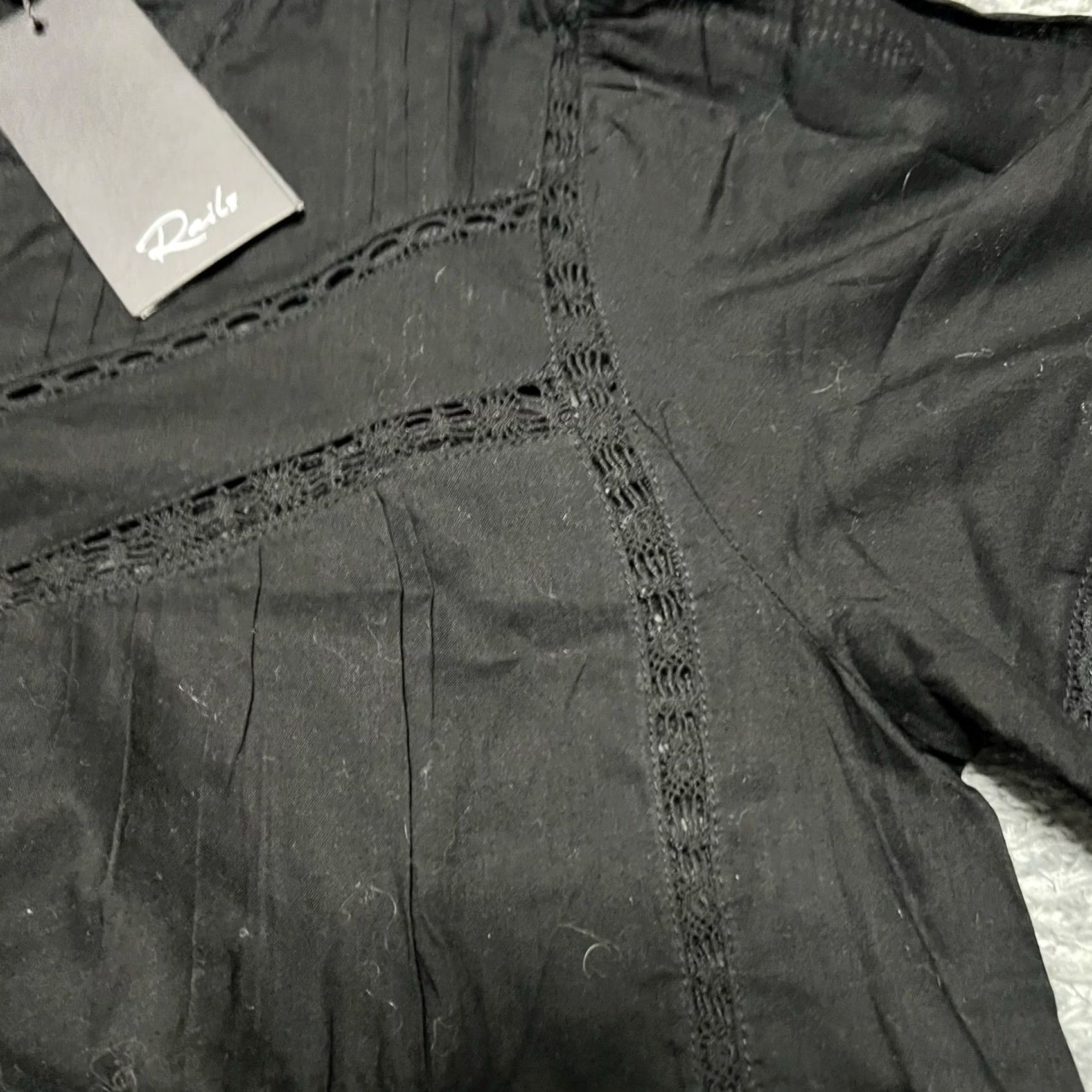 Rails VINTAGE Rails Shirt Womens XS Daisy Lace Short Sleeve Black Blouse Size XS / US 0-2 / IT 36-38 - 2 Thumbnail