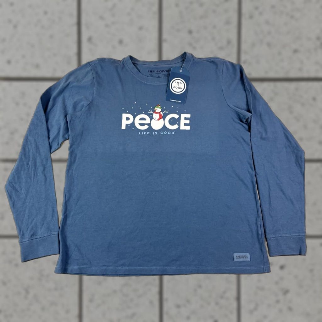 Life is Good VINTAGE Life is Good Women’s T Shirt Blue L/S Crusher Peace Snowman Large Size L / US 10 / IT 46 - 1 Thumbnail