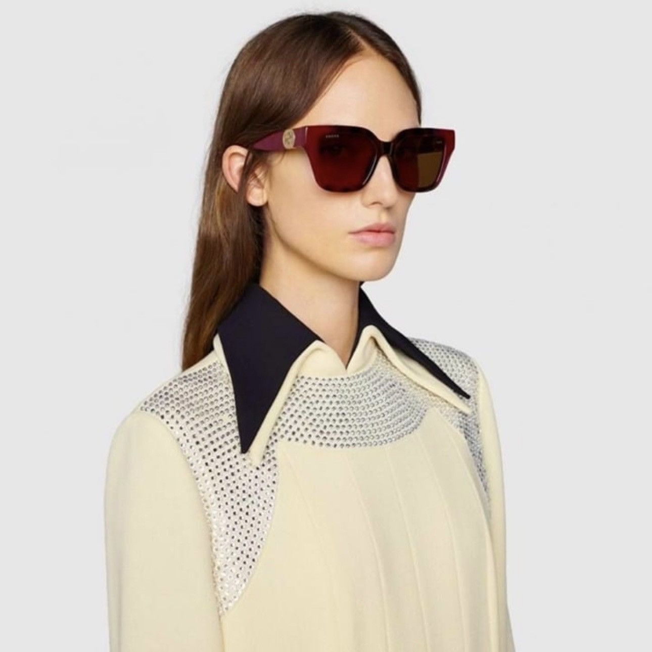 Gucci Gucci GC001630 GG1023S Sunglasses Brown Havana Burgundy Size ONE SIZE - 4 Thumbnail