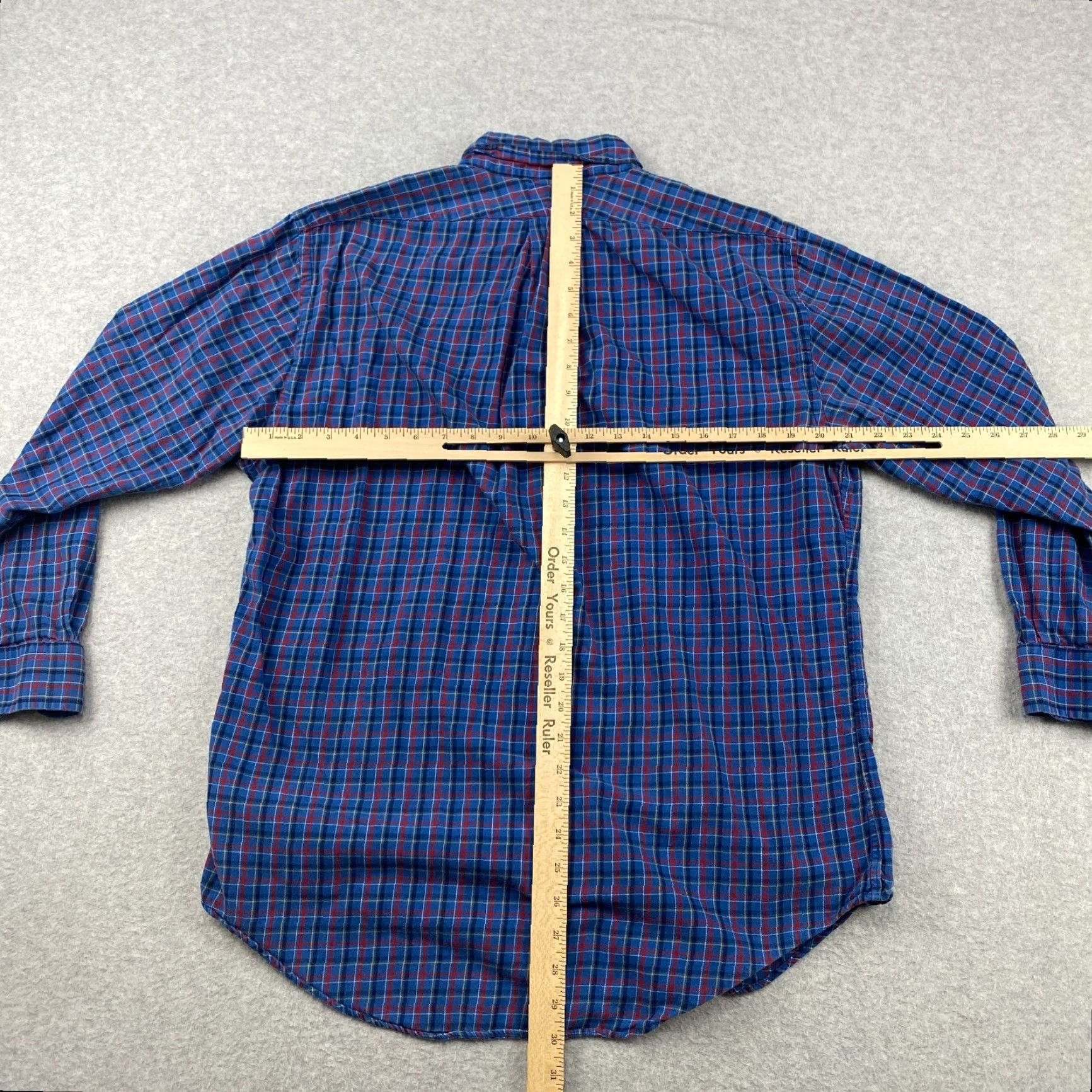Lands' End Lands' End Dress Shirt Mens 16.5 Blue Plaid Tailored Fit Long Sleeve Pocket Collared Button-Down Mens Shirt Size 46R - 6 Thumbnail
