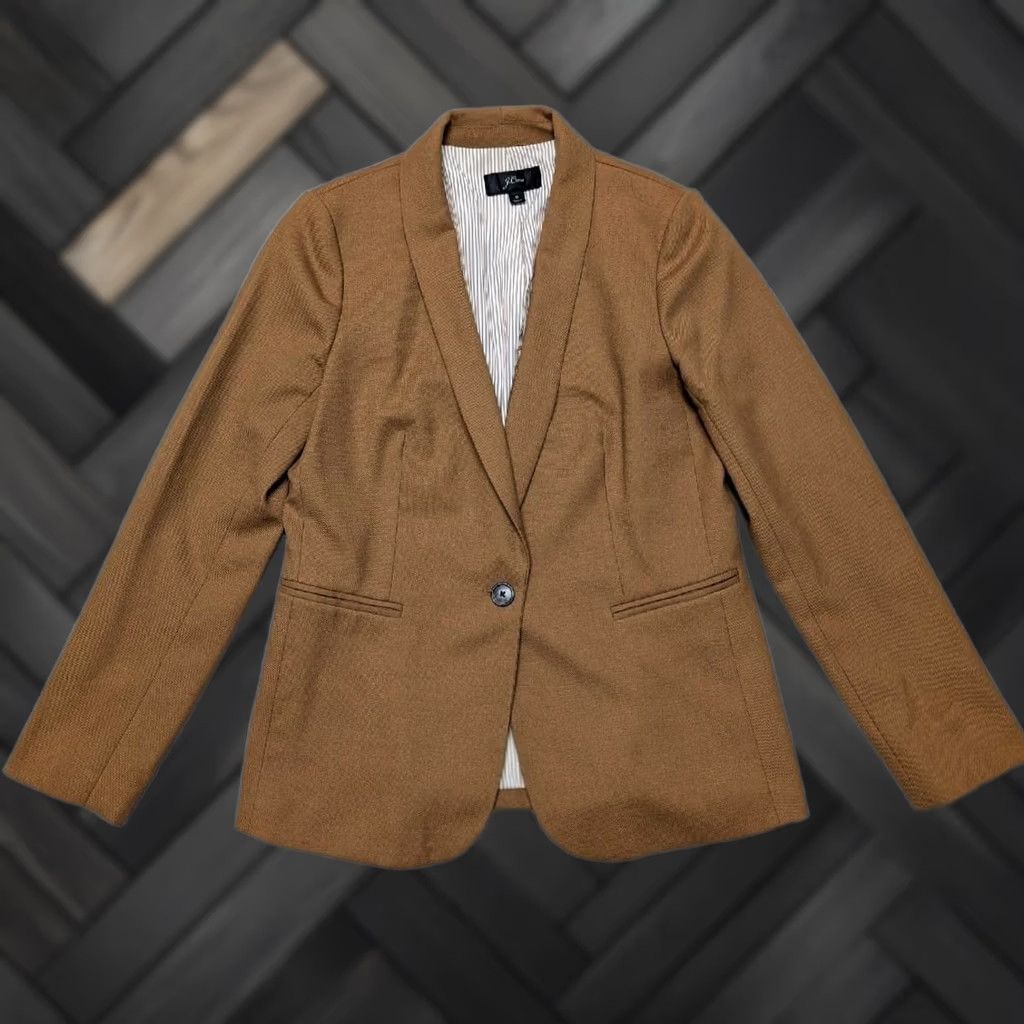 J.Crew J.Crew Blazer Wool ParKe Flannel Camel 6 Womens Jacket Coat Brown Shawl Lapel Size M / US 6-8 / IT 42-44 - 1 Thumbnail