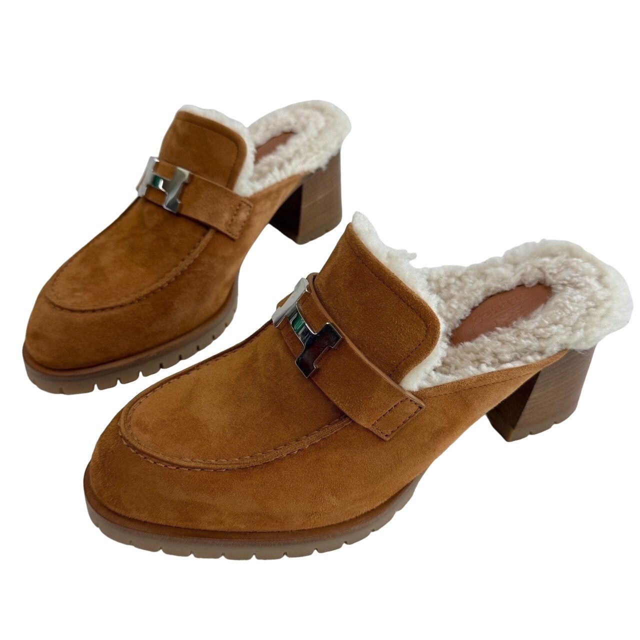 Hermes Hermès Suede Shearling H Mules Size 39 Size US 9 / IT 39 - 1 Thumbnail