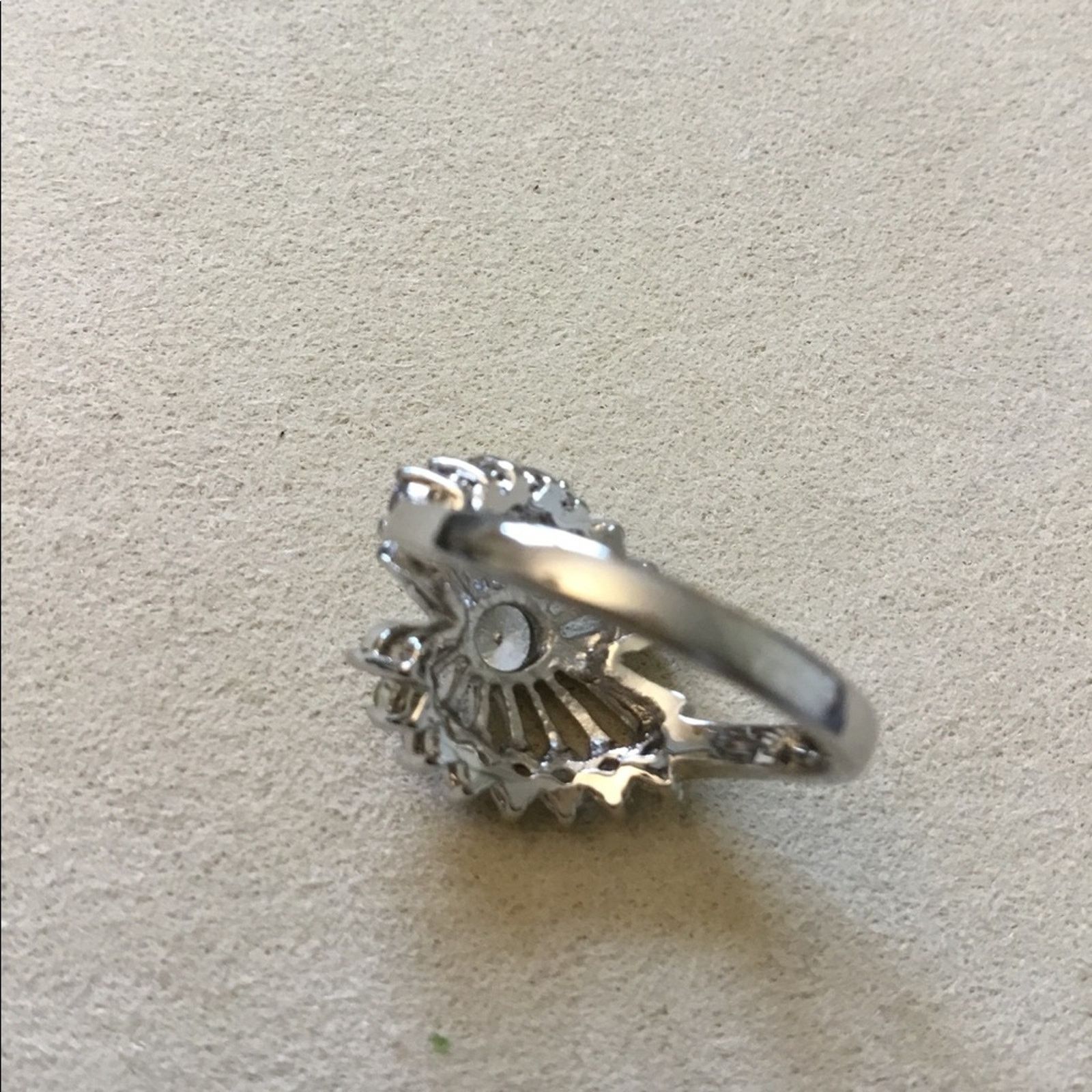 Other Silver Fan Shape Rainbow Crystals Ring Size ONE SIZE - 7 Thumbnail