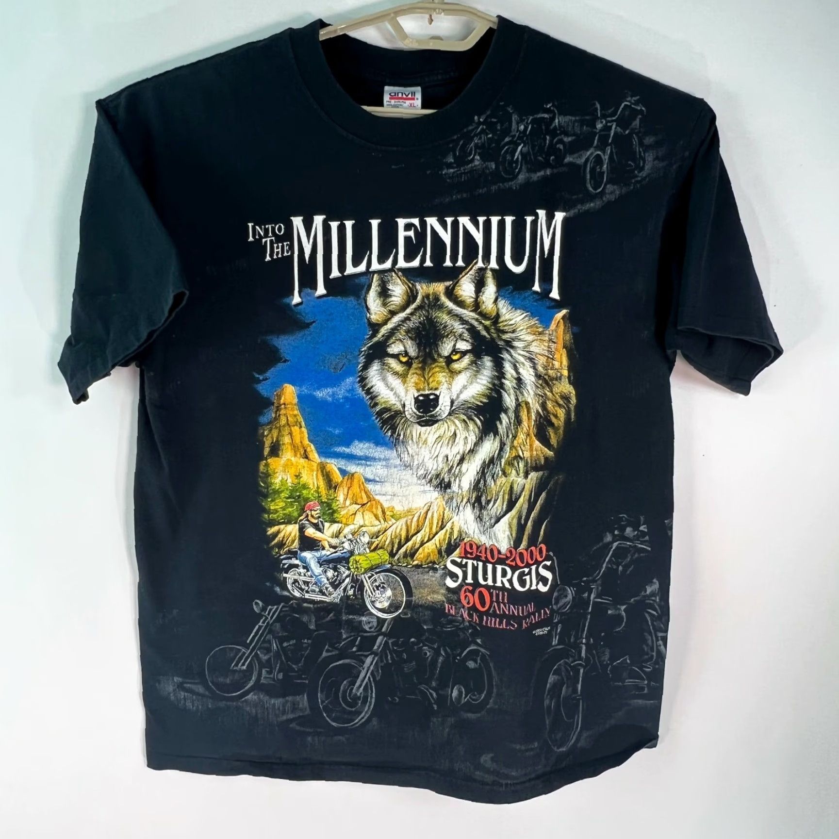 Anvil VTG Anvil T-Shirt Black Hills Rally Sturgis 60th Annual Mens XL Graphic Tee Crew Neck Short Sleeve 100% Cotton Size US XL / EU 56 / 4 - 3 Thumbnail