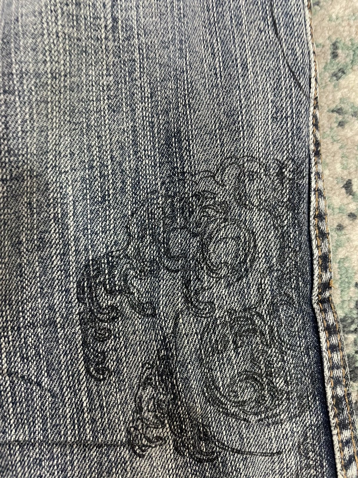 Vintage Semantic Design Paint X Distressed Flare Jeans