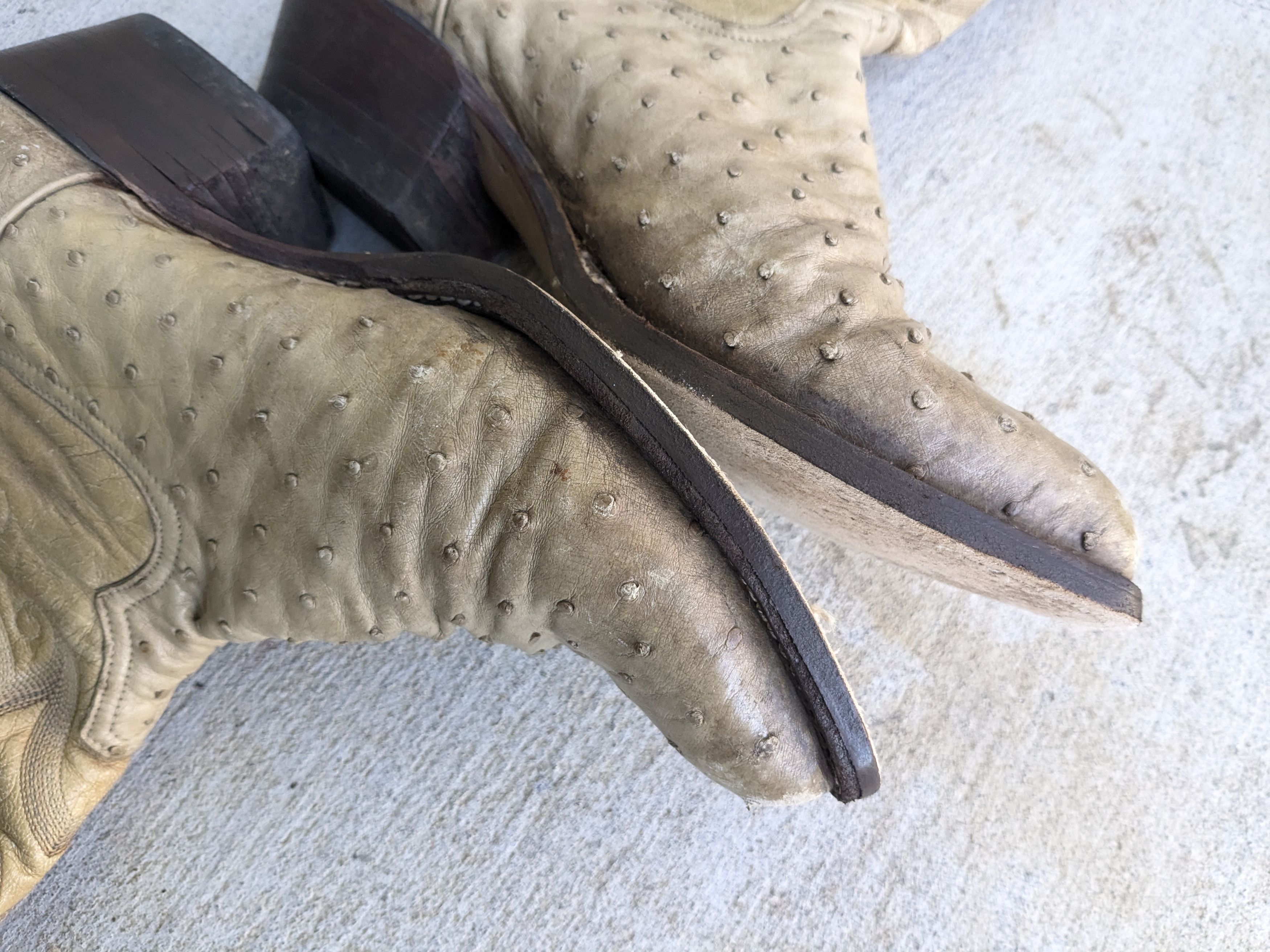 Tony Lama Tony Lama Cowboy Boots Ostrich 9 EE Beige Leather USA Size US 9 / EU 42 - 7 Thumbnail