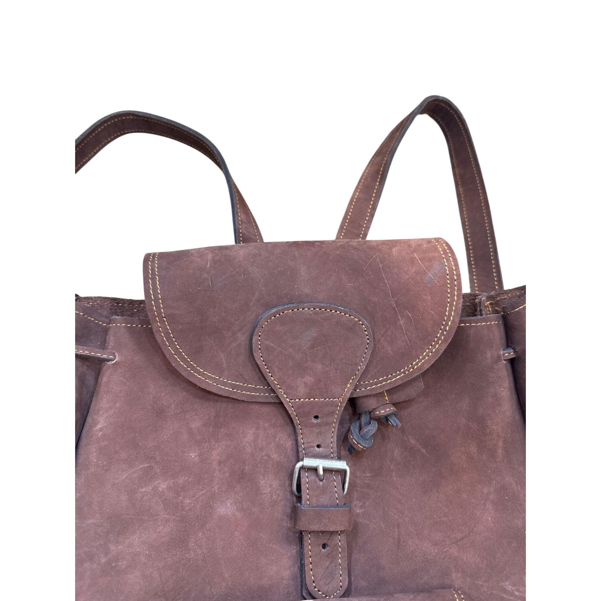 Designer Vintage Brown Leather Suede Backpack With Adjustable Straps Size ONE SIZE - 3 Thumbnail
