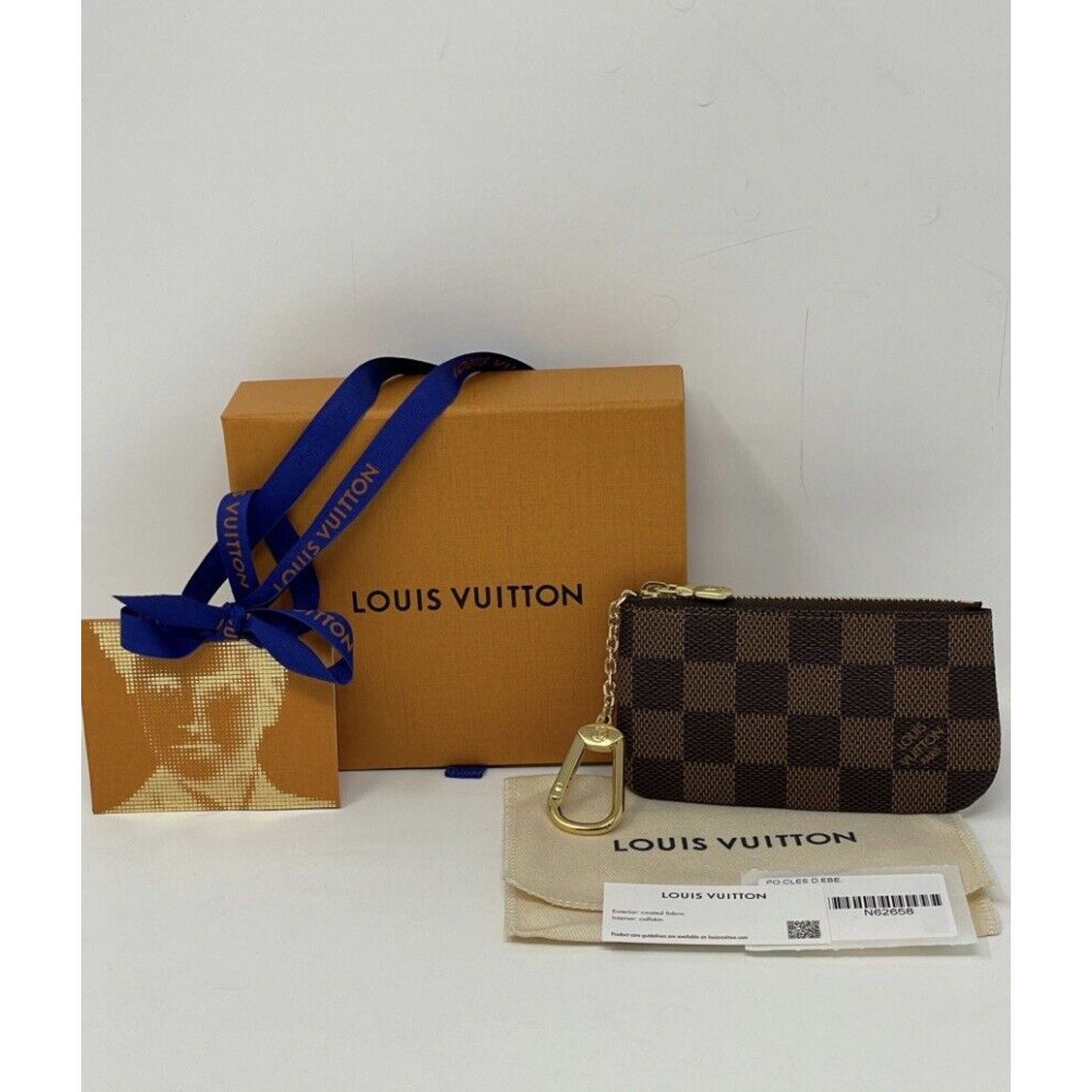 Louis Vuitton NEW LOUIS VUITTON Key Pouch Cles Damier Ebene Coin Card Size ONE SIZE - 3 Thumbnail
