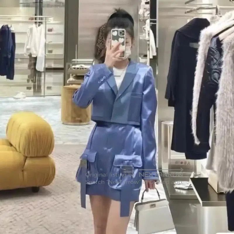 Fendi Fendi Summer Blue Silk-Blend Mini Skirt . Size 22" - 8 Thumbnail