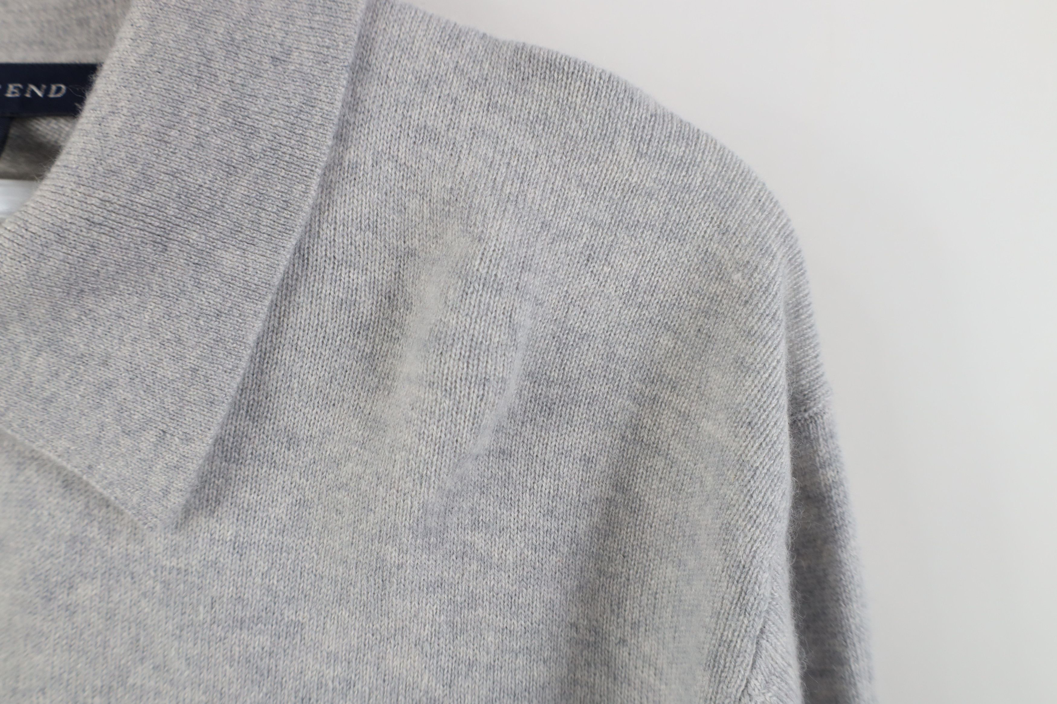 Lands' End Vintage 90s Lands End Cashmere Knit Collared Sweater Gray Size US L / EU 52-54 / 3 - 9 Thumbnail