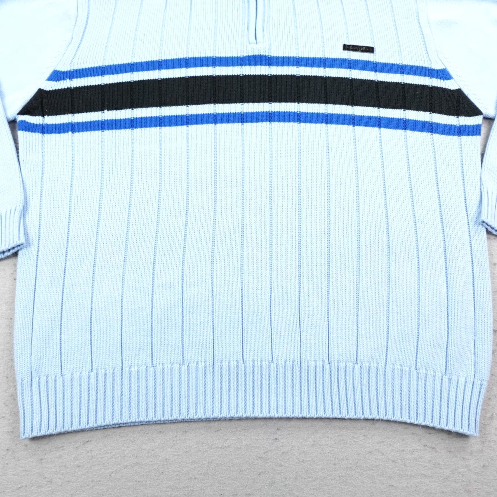 Southpole VINTAGE Southpole Sweater Mens 2XL Light Blue Striped 1/4 Zip Mock Neck Pullover Size US XXL / EU 58 / 5 - 4 Thumbnail