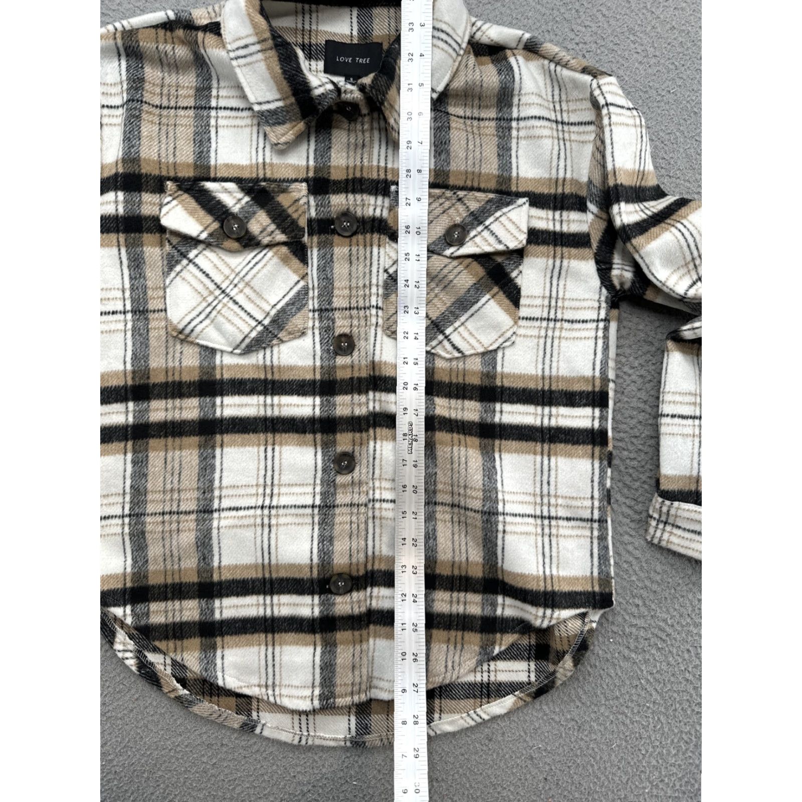 Vintage Love Tree Shacket Women’s Plaid Jacket Button Fleece Size S Tan Size S / US 4 / IT 40 - 6 Thumbnail