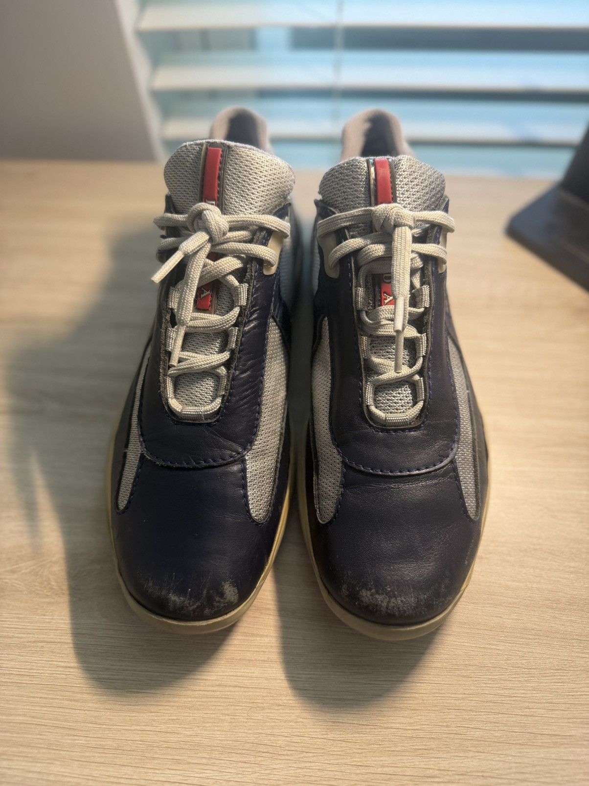 Prada Prada America's Cup Sneakers Blue Silver 8 Leather Size US 9 / EU 42 - 3 Thumbnail