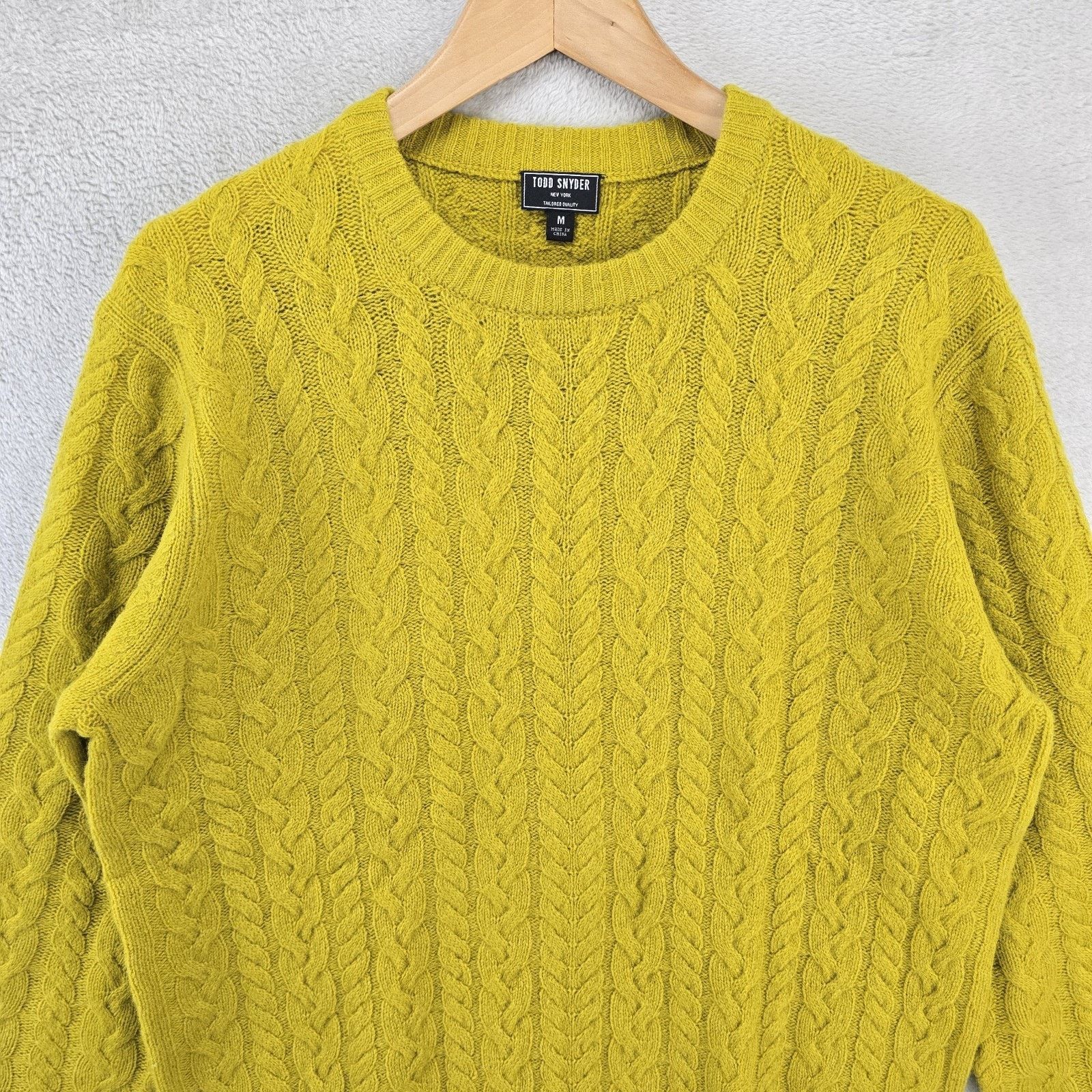 Todd Snyder Todd Snyder Lambs Wool Cable Knit Sweater Mens Medium Gold Size US M / EU 48-50 / 2 - 3 Thumbnail