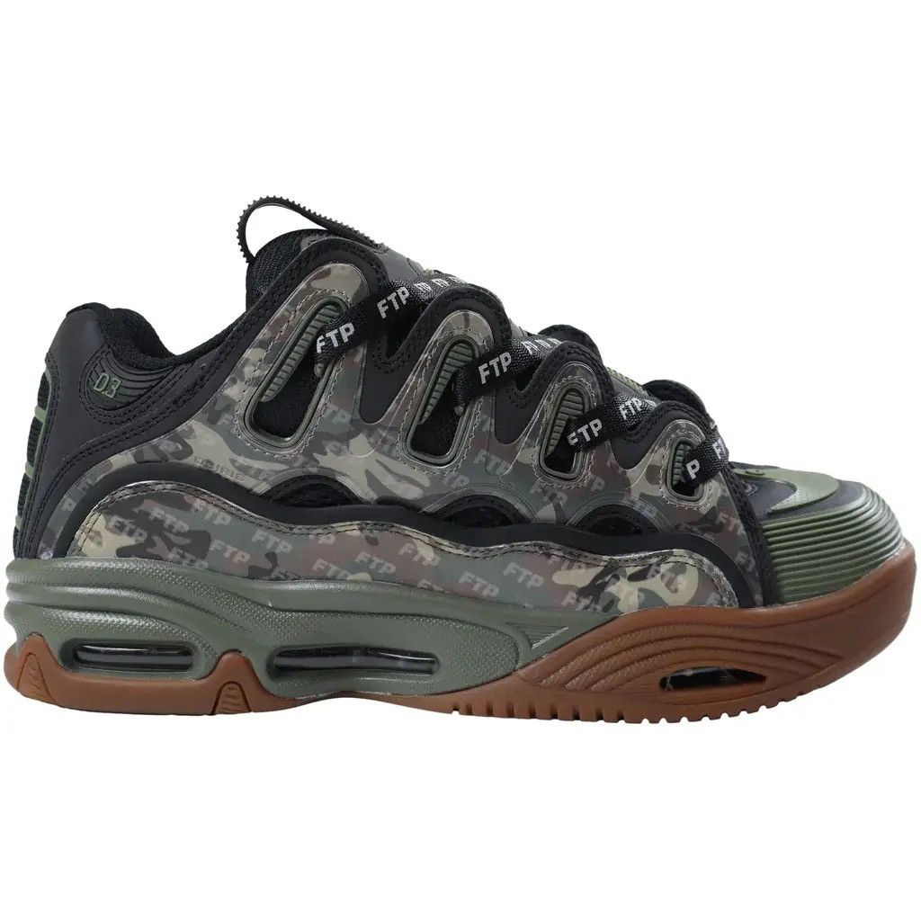 image of Fuck The Population x Osiris Ftp D3 Osiris 2001 Green Woodland Camo Glime Shoes, Men's (Size 10)
