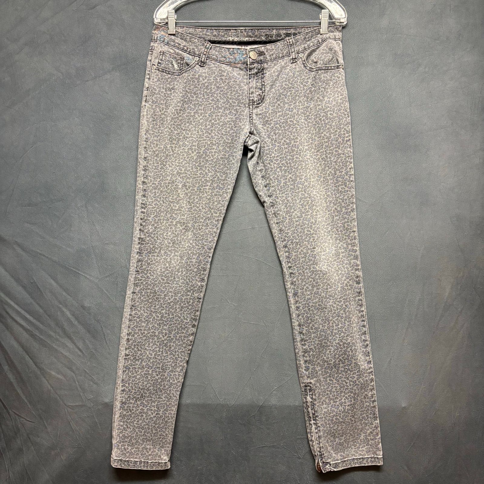 Jordache Jordache Jeans Blue Leopard Print Womens 28 Stretchy Skinny Size 33" - 1 Thumbnail