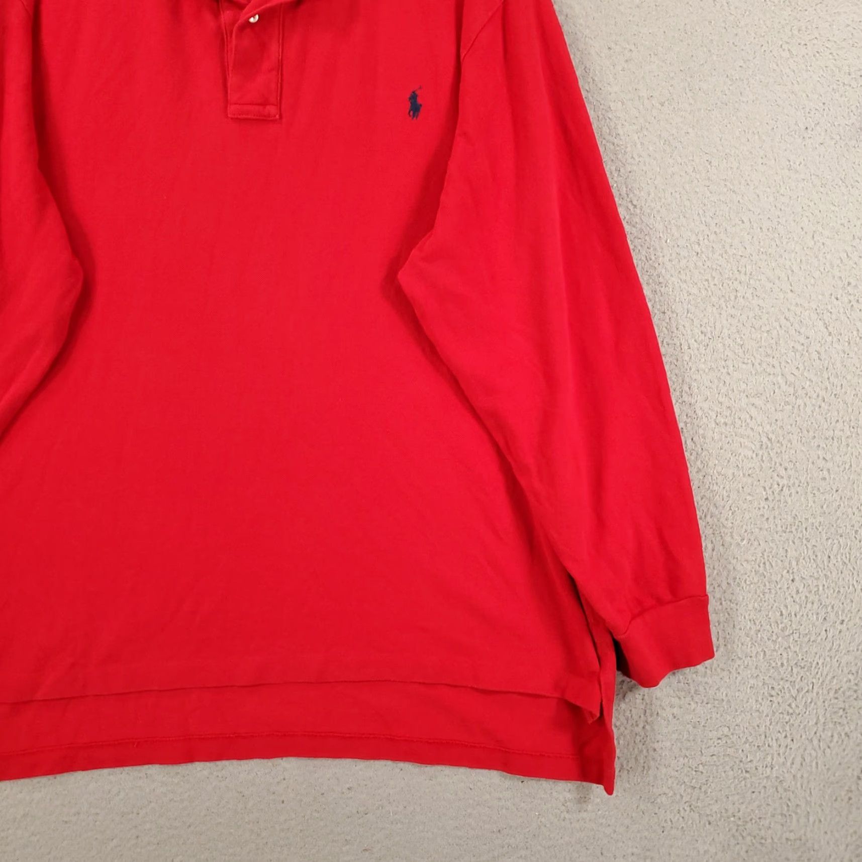 Polo Ralph Lauren VINTAGE Polo Ralph Lauren Shirt Big 2X Mens Red Long Sleeve Collared Polo 2XB Pullover Size US XXL / EU 58 / 5 - 4 Thumbnail