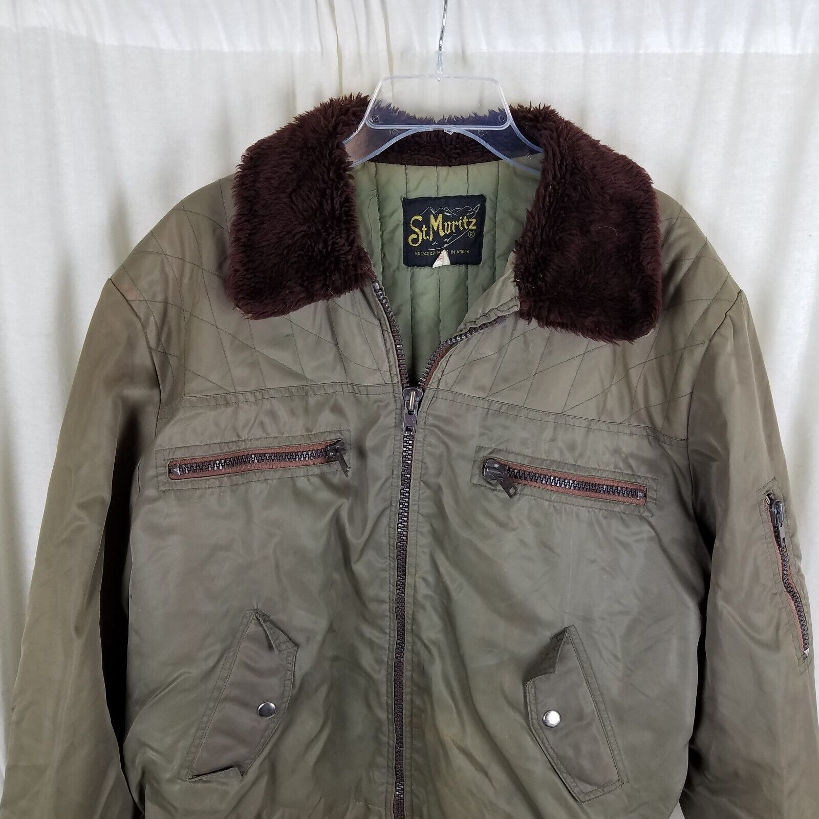 Vintage Vtg St Moritz Moulton Fur Jacket Aviator Flight Bomber 50s Size US XL / EU 56 / 4 - 2 Thumbnail
