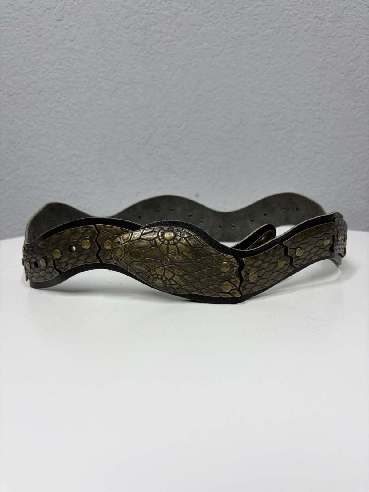 Vintage Belt Y2K Exotic Python Archive Leather Metal Belts