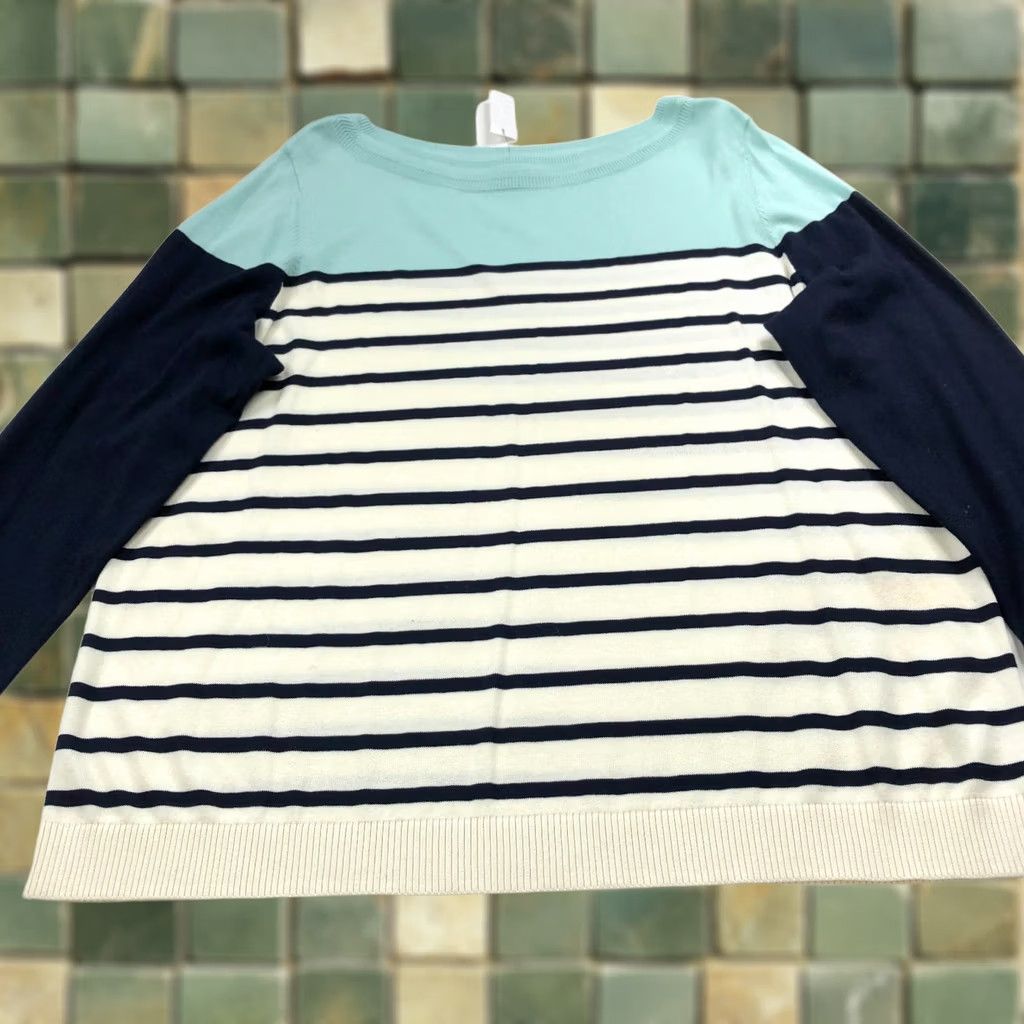 Talbots Talbots Plus NEW Plus 2X Lightweight Boat Neck Pullover Sweater Blue Ivory Striped Knit Pullover Casual Womens 2X Lightweight Pullover Sweater Size XXL / US 16-18 / IT 52-54 - 1 Thumbnail