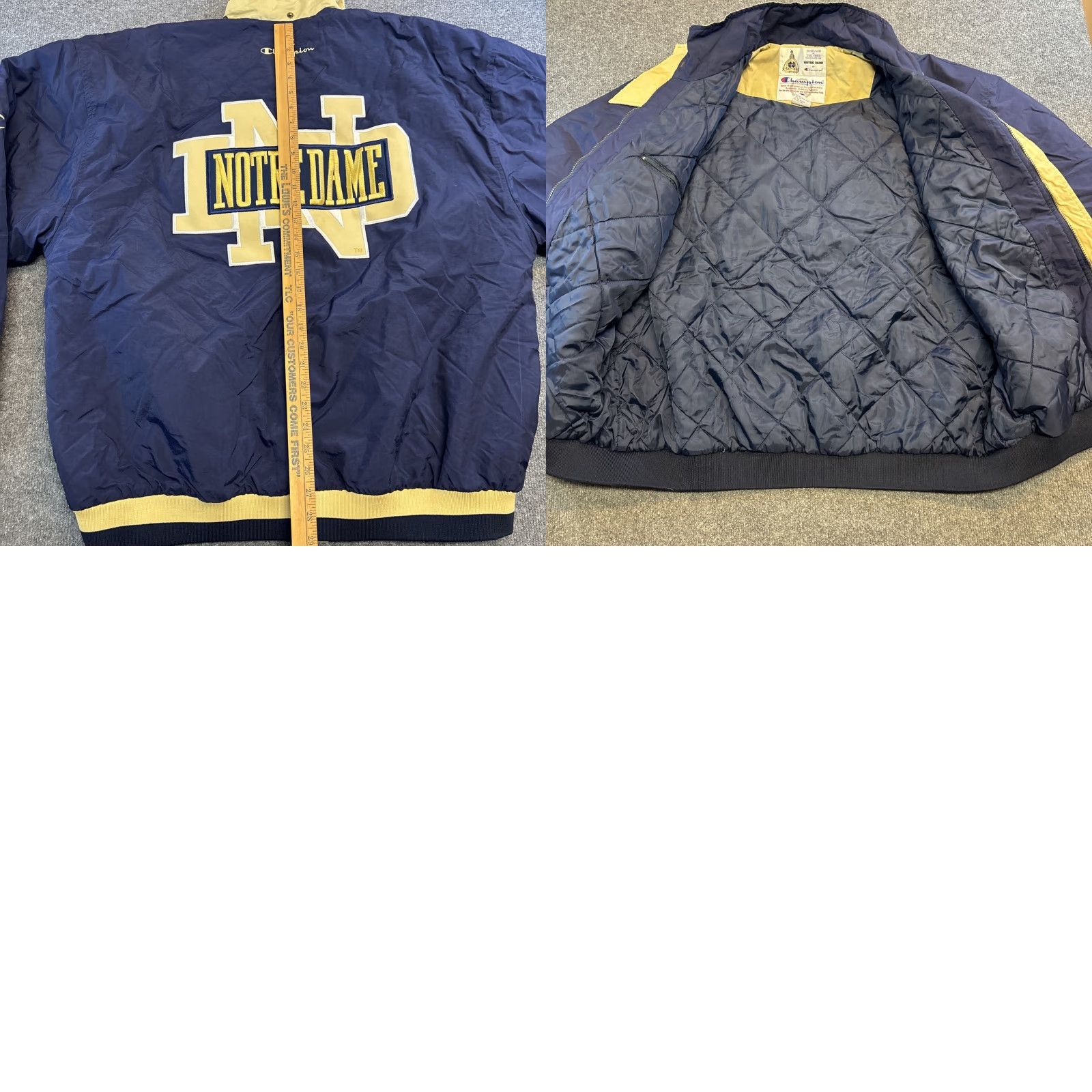 Champion VINTAGE Notre Dame Irish Jacket Mens XL Blue Gold Champion Big Logo NCAA 90s Size US XL / EU 56 / 4 - 9 Thumbnail