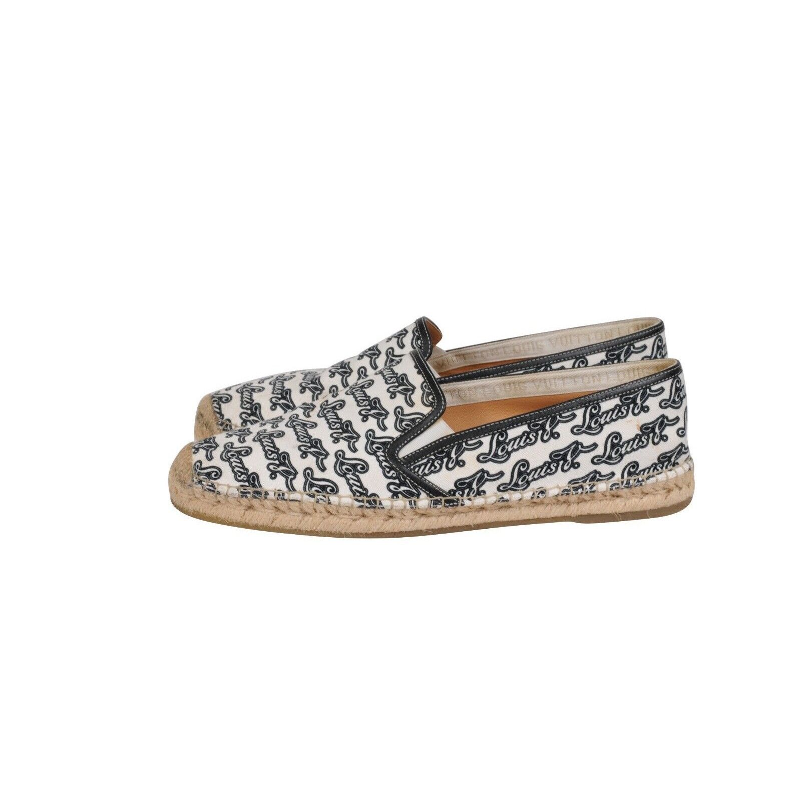 Louis Vuitton Logo Espadrilles White Black Size US 11.5 / EU 44-45 - 4 Thumbnail