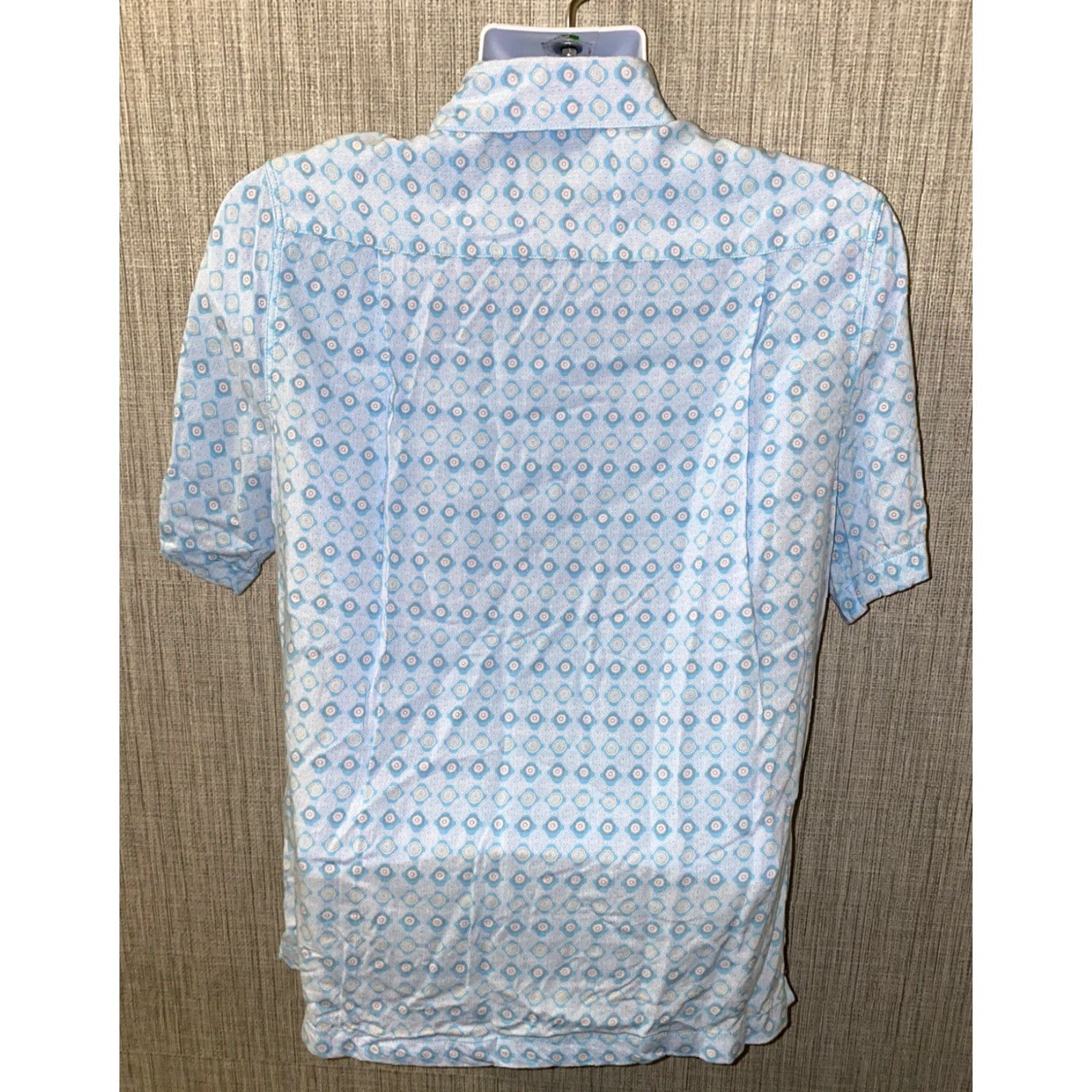 Nat Nast Nat Nast Mens Light Blue Rayon Short Sleeve Button-Up Shirt M Regular Size M Geometric Pattern Casual Collar Button-Up Shirt Mens Size US M / EU 48-50 / 2 - 5 Thumbnail