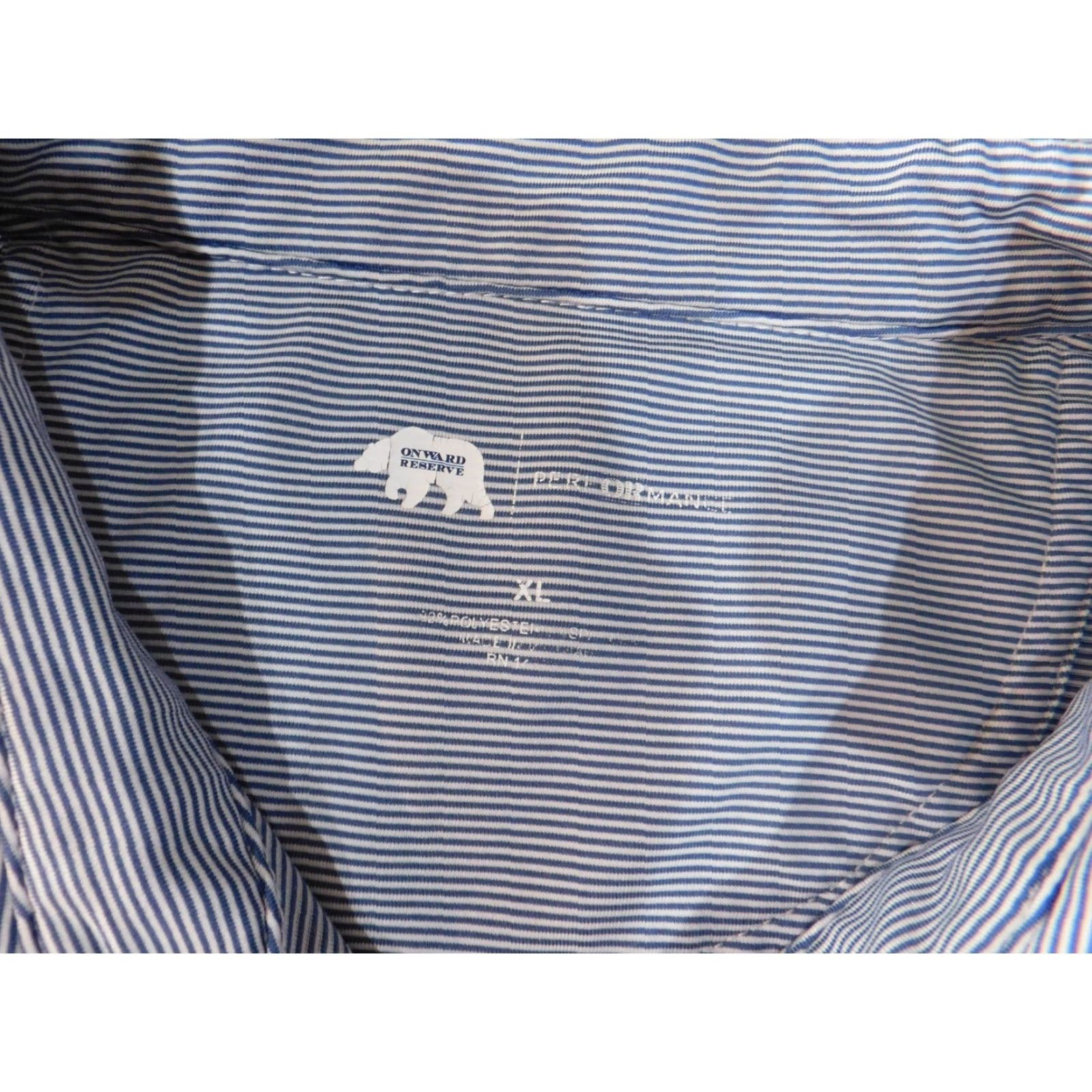 Vintage Onward Reserve Shirt XL Mens Polo Stretch Blue Striped Performance Casual Sports Golf Size US XL / EU 56 / 4 - 4 Thumbnail