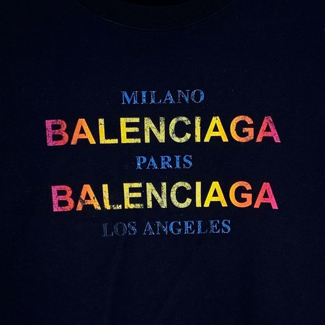 Balenciaga Balenciaga Black Multicolor Letter Print Cotton T-Shirt Size Size S / US 4 / IT 40 - 6 Thumbnail