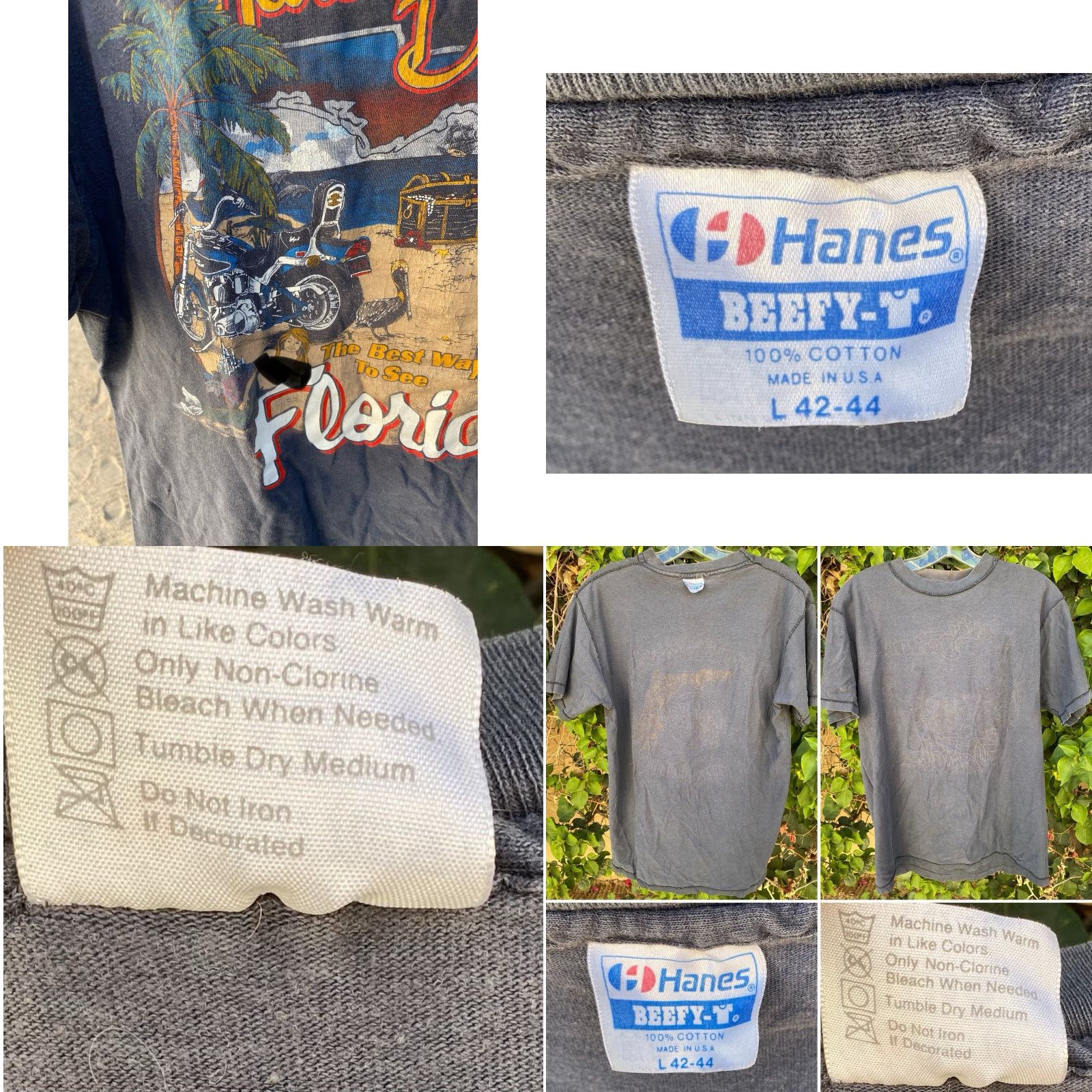 Harley Davidson VINTAGE Harley-Davidson The Best Way To See Florida T Shirt Mens L Gray Cotton 1980s Florida Biker Graphic Print Single Stitch Miami Size US L / EU 52-54 / 3 - 8 Thumbnail