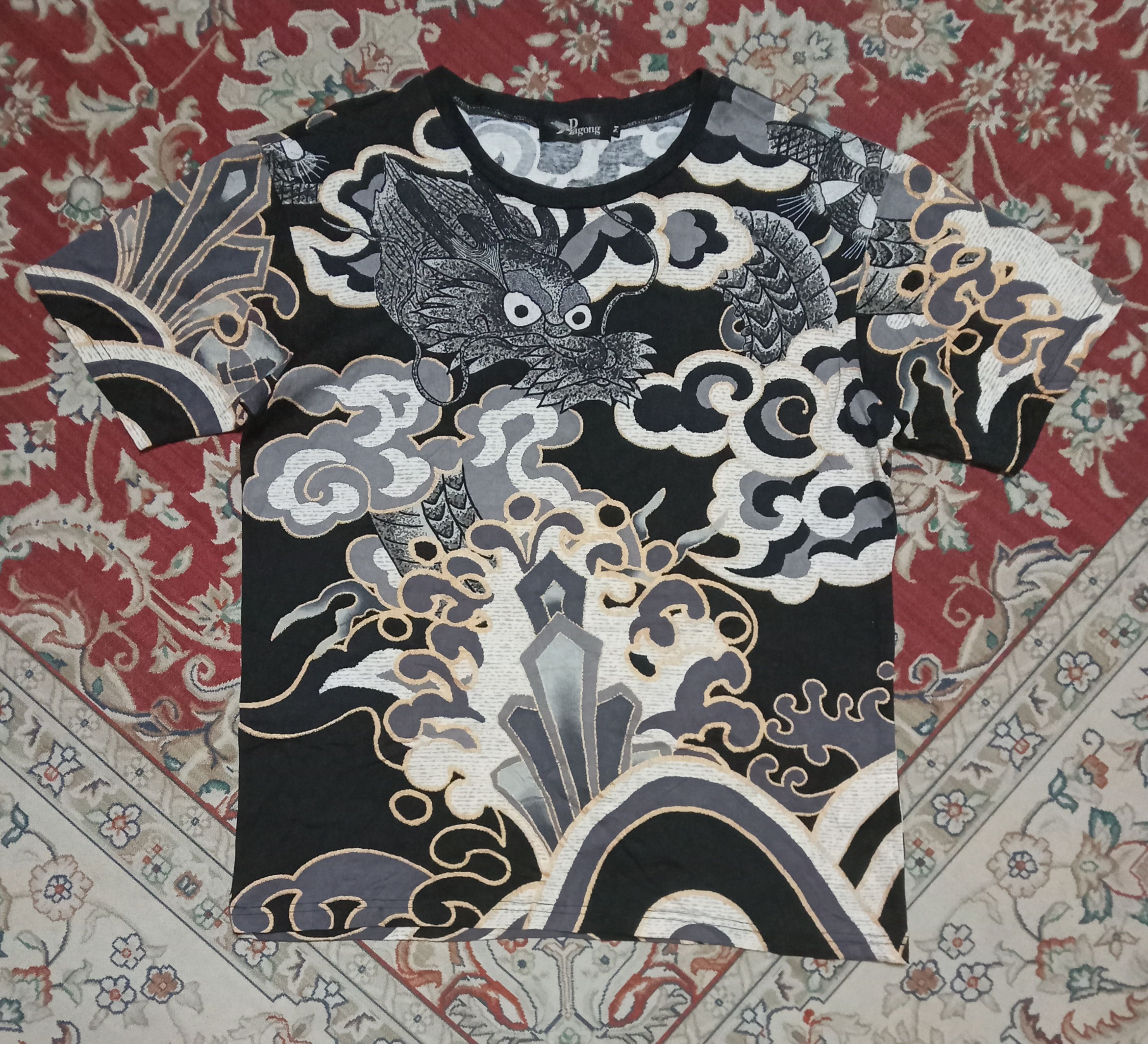 Japanese Brand Pagong Kyoto Full Print Dragon Motive Rare T Shirt Size US M / EU 48-50 / 2 - 1 Thumbnail