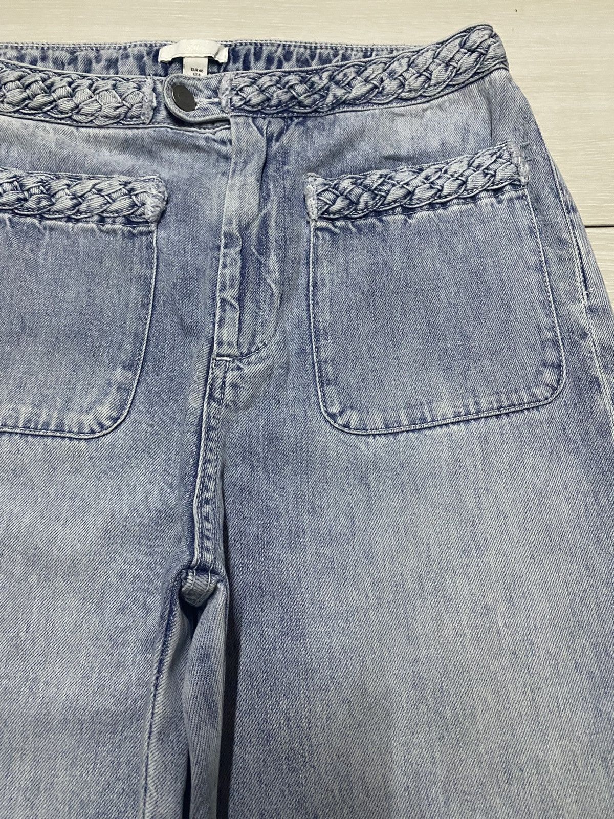 Japanese Brand H&M Bush Pants Light Wash Baggy Woman Size US 29 - 8 Thumbnail