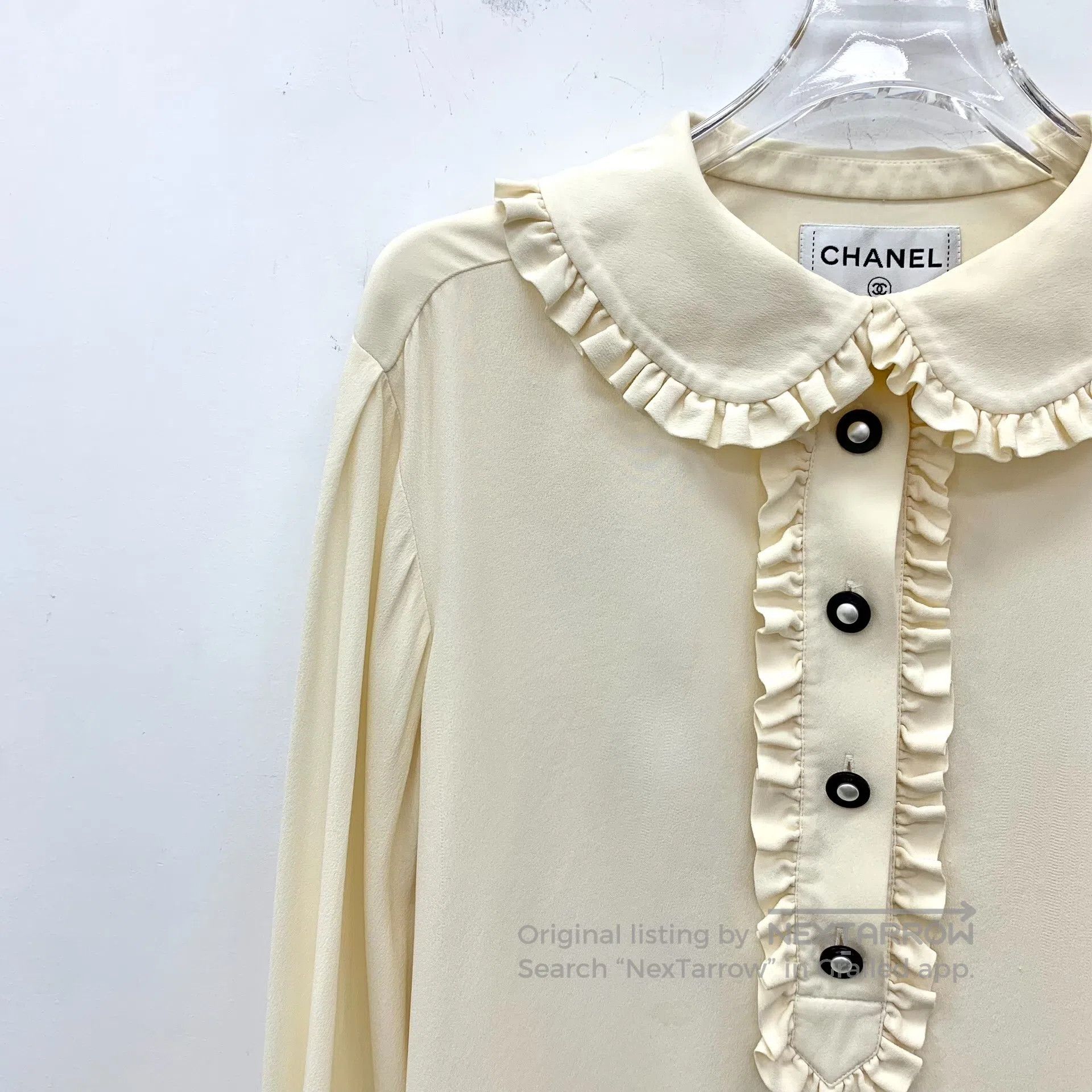 Chanel Chanel Beige ruffle design Peter Pan collar long-sleeved s Size XS / US 0-2 / IT 36-38 - 3 Thumbnail