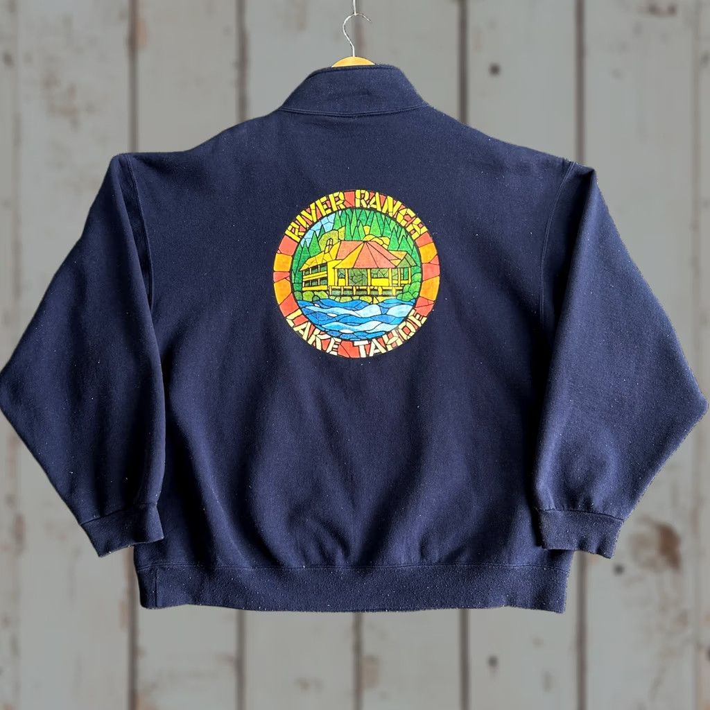 Jerzees VINTAGE River Ranch Lodge Lake Tahoe 1/4 Zip Pullover Sweatshirt Blue 2XL Jerzees Unisex Adults Sweatshirt Size US XXL / EU 58 / 5 - 1 Thumbnail