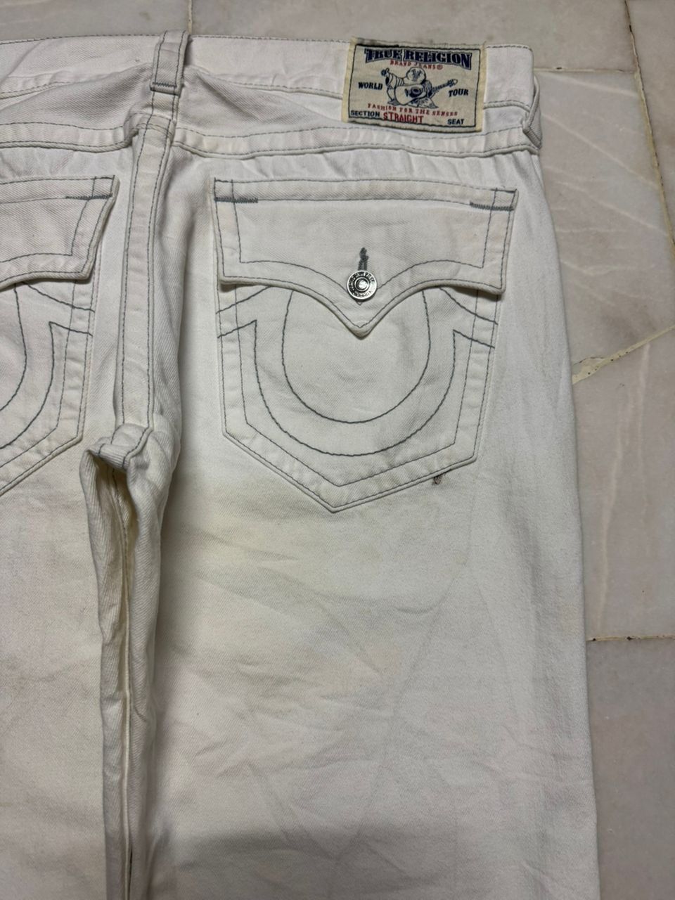 True Religion 💥BigSize💥Y2K True Religion Straight Sick Thrashed White Jean Size US 38 / EU 54 - 6 Thumbnail