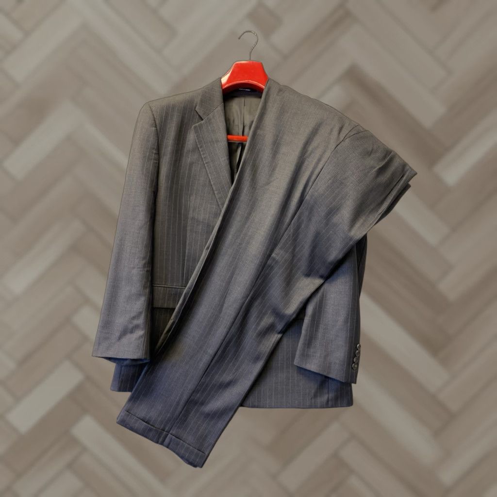 Ralph Lauren VINTAGE Ralph Lauren Chaps Suit 2 Piece Men's Wool Gray Striped 46R 38W Regular Fit Size 38R - 1 Thumbnail