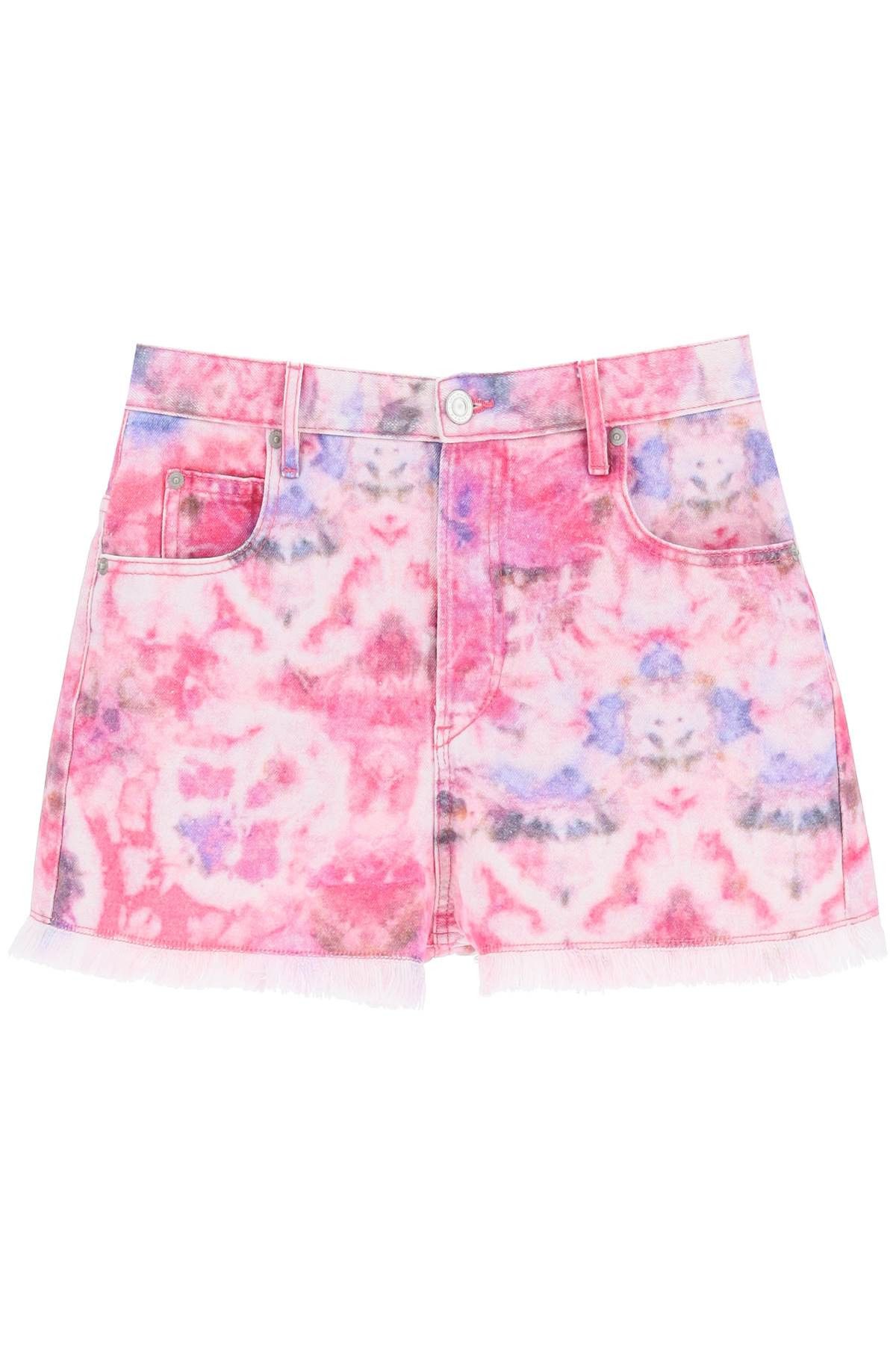 image of Isabel Marant Etoile 'lesia' Tie-Dye Denim Shorts in Mulberry, Women's (Size 28)