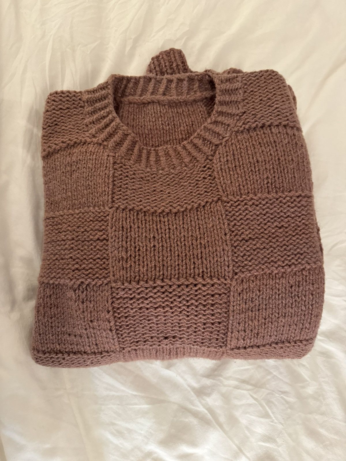 Vintage 1970s Brown/Pink Vintage Checkered Wool Sweater Size US XL / EU 56 / 4 - 3 Thumbnail
