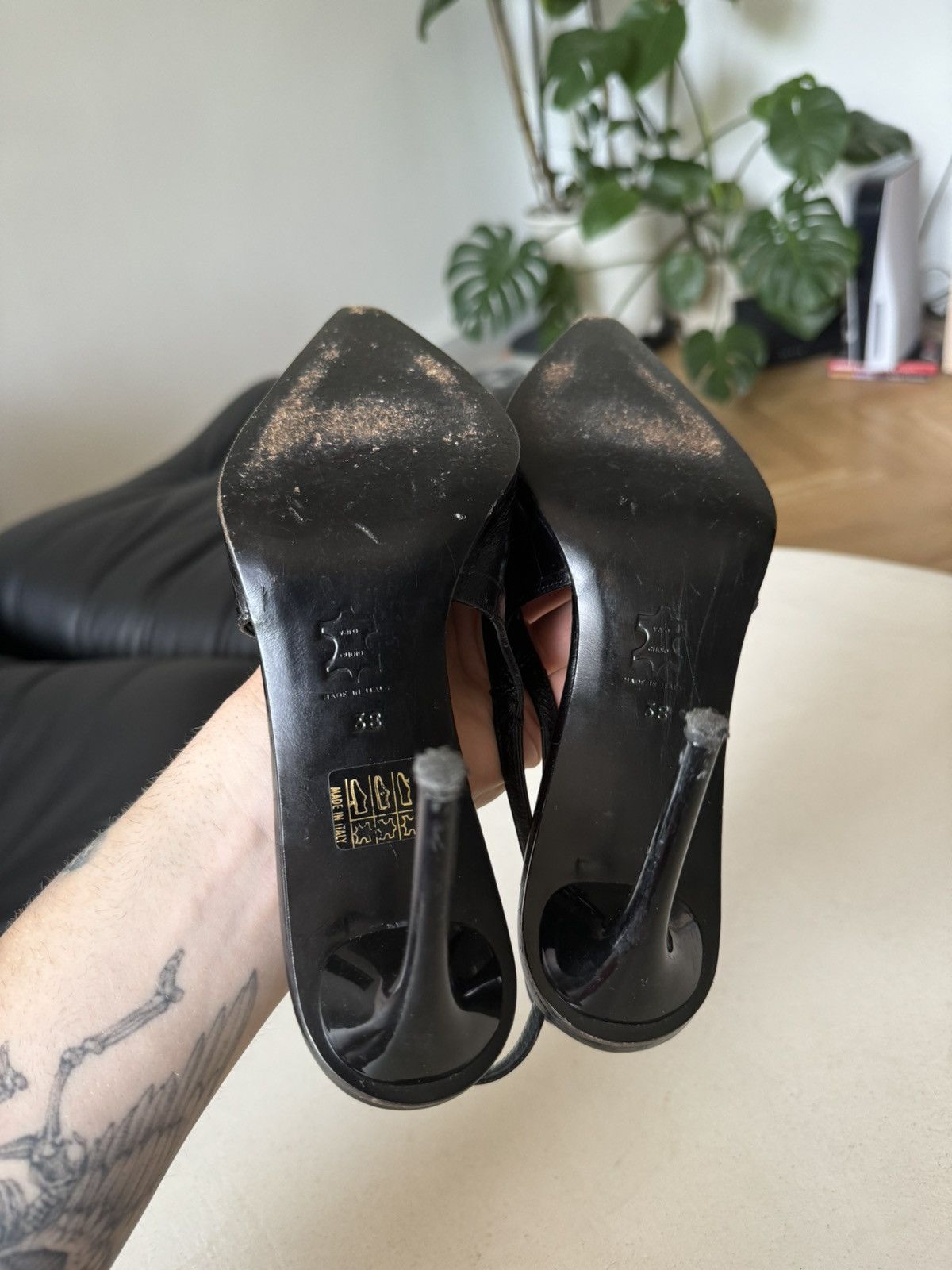 Versace Versace Jeans Couture Heels Black Leather Designer Luxury Size US 8 / IT 38 - 6 Thumbnail
