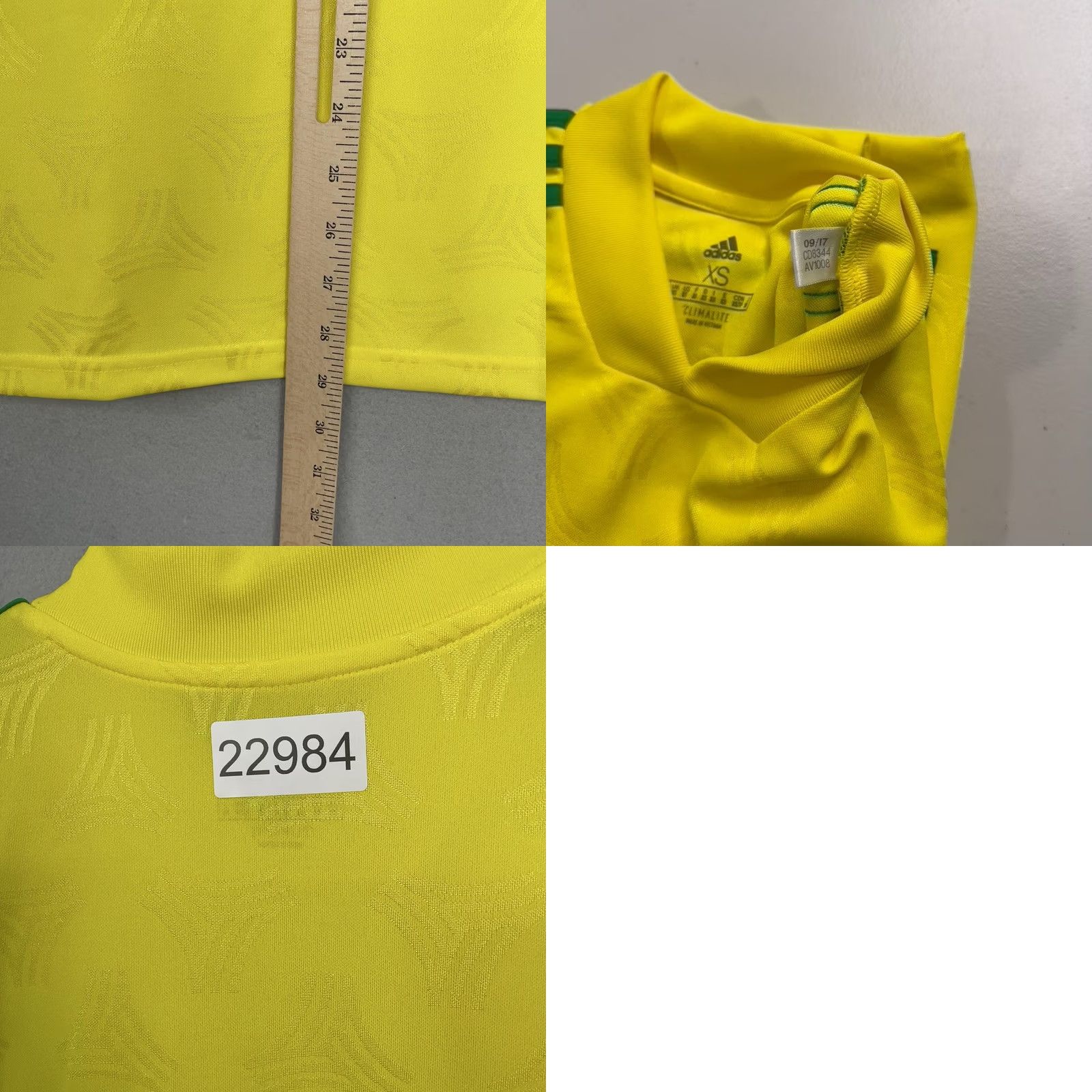 Adidas Adidas Soccer Shirt Mens XS Yellow Green Climalite Jersey Football 9 Size US XS / EU 42 / 0 - 9 Thumbnail