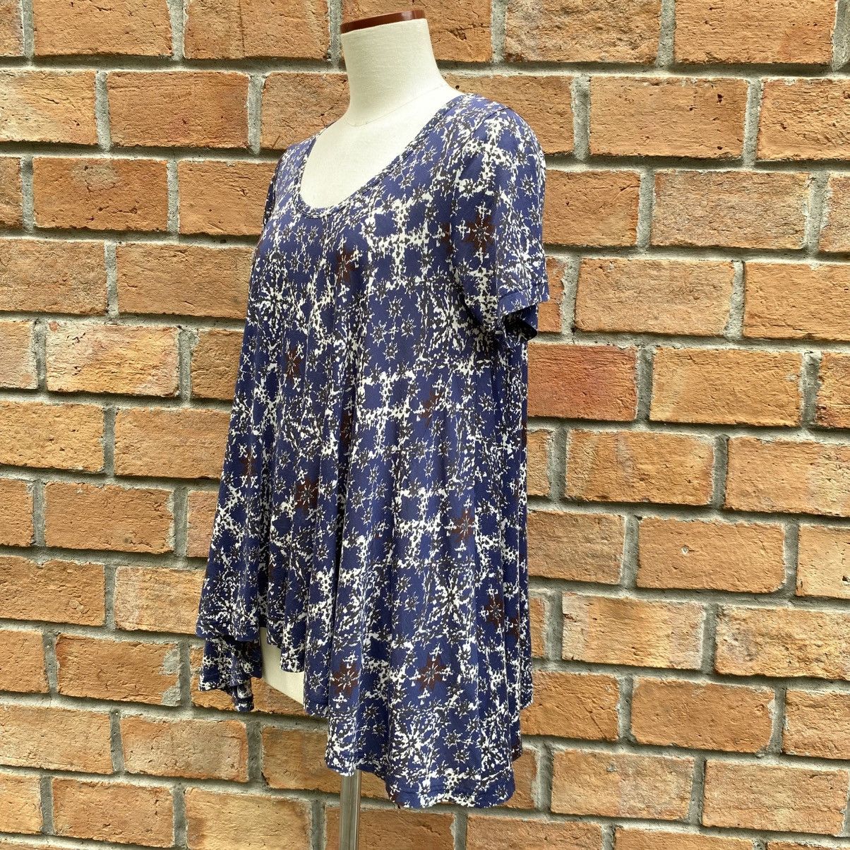 Zucca Zucca Blue Short Sleeve Printed Flare Tunic Top Size M / US 6-8 / IT 42-44 - 10 Thumbnail