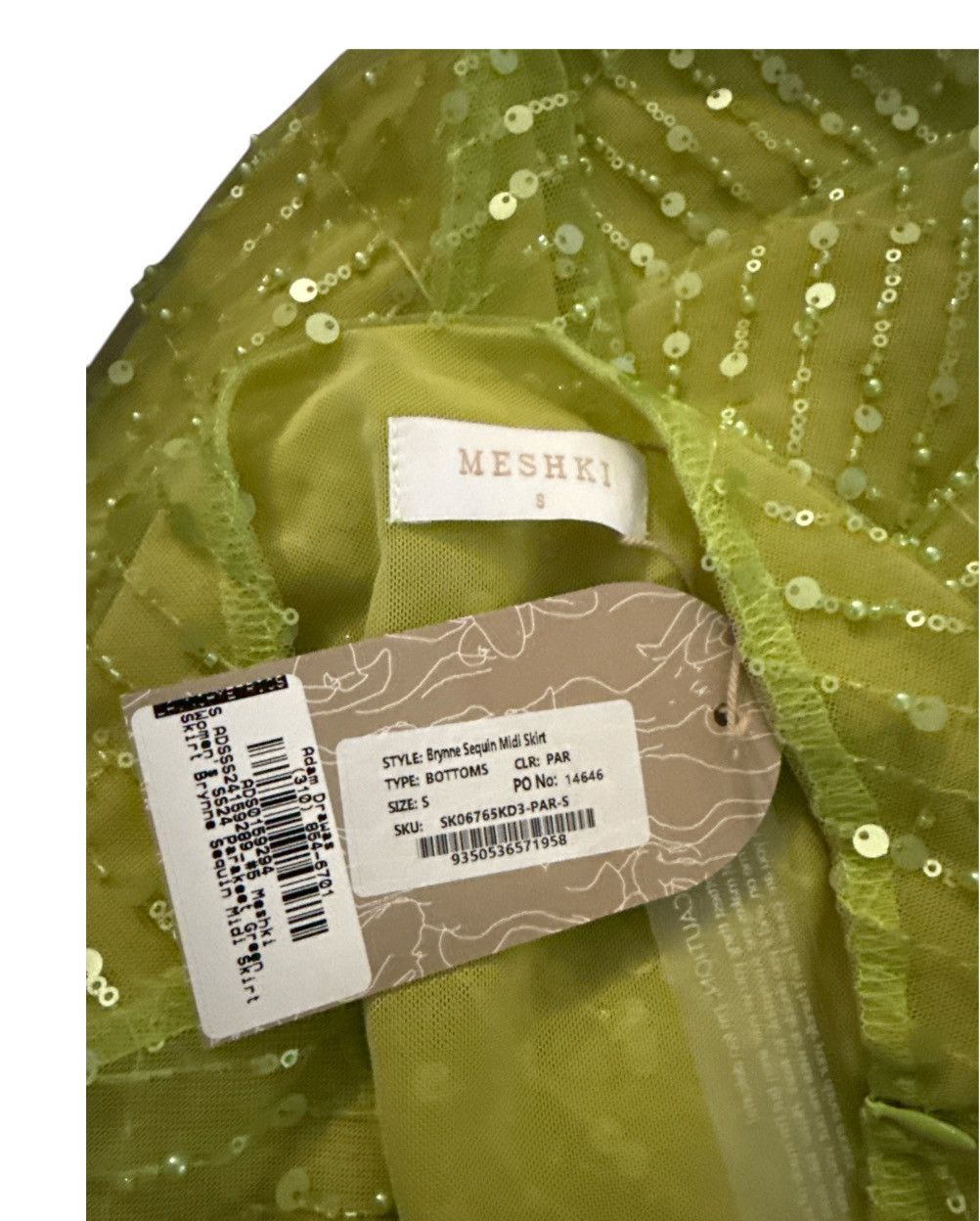 Other Meshki lime green sequence mid skirt Size 27" / US 4 / IT 40 - 3 Thumbnail
