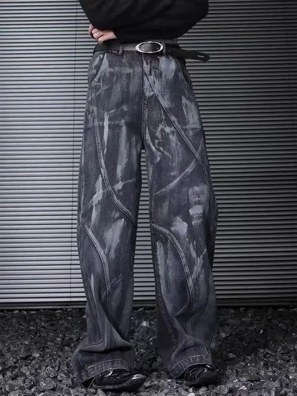Japanese Brand VIBE Painted heavy-duty deconstructed washed baggy jeans Size US 34 / EU 50 - 8 Thumbnail