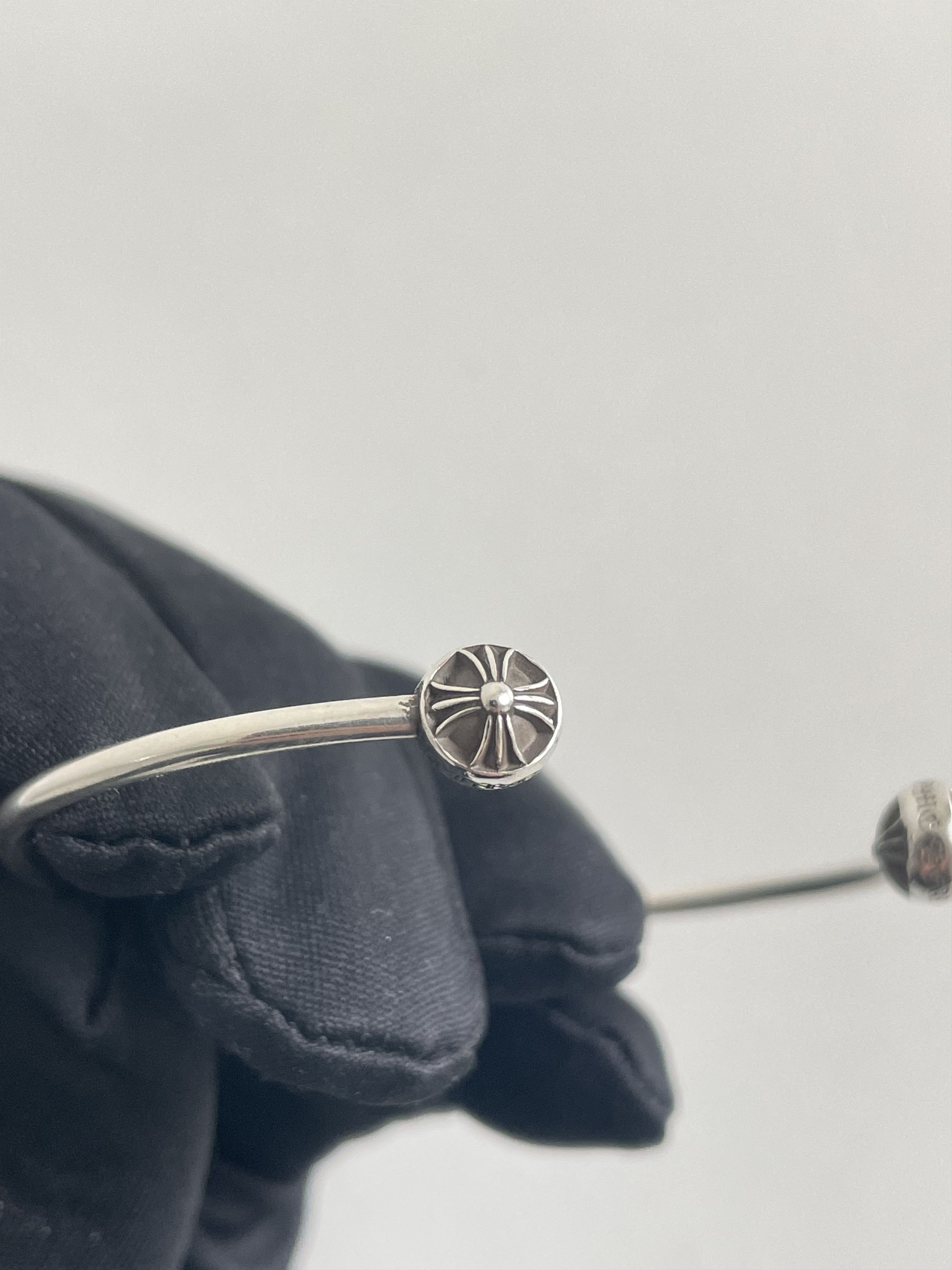 Chrome Hearts Chrome Hearts Silver Diamonds Tiny Cross Cuff Bangle Size ONE SIZE - 6 Thumbnail