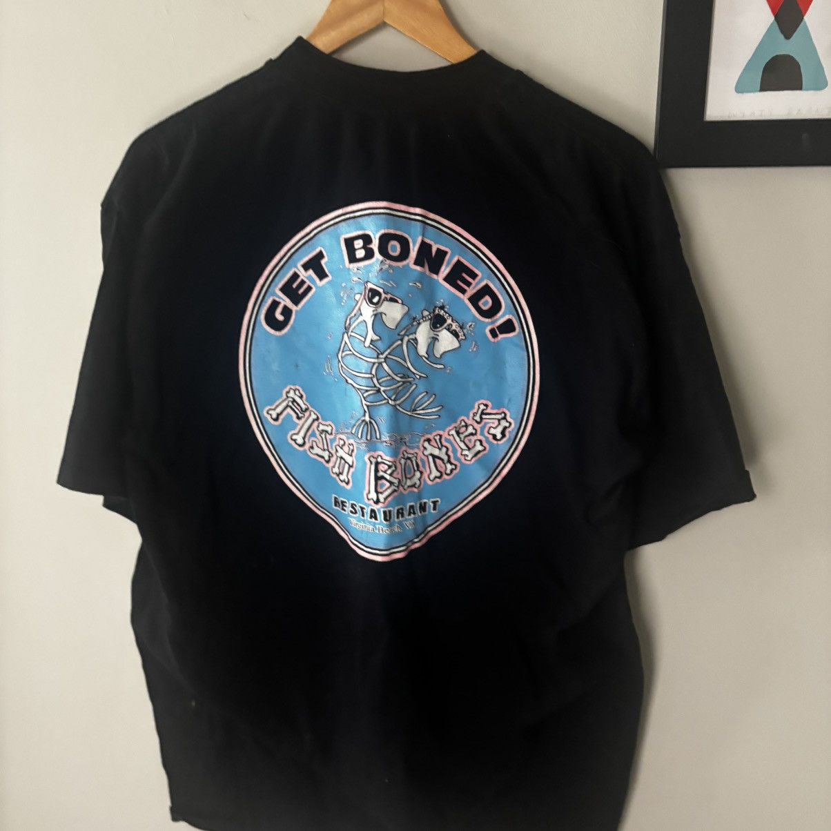 Vintage Vintage 1990s Fish Bones “Get Boned” T Shirt Size US XL / EU 56 / 4 - 2 Thumbnail