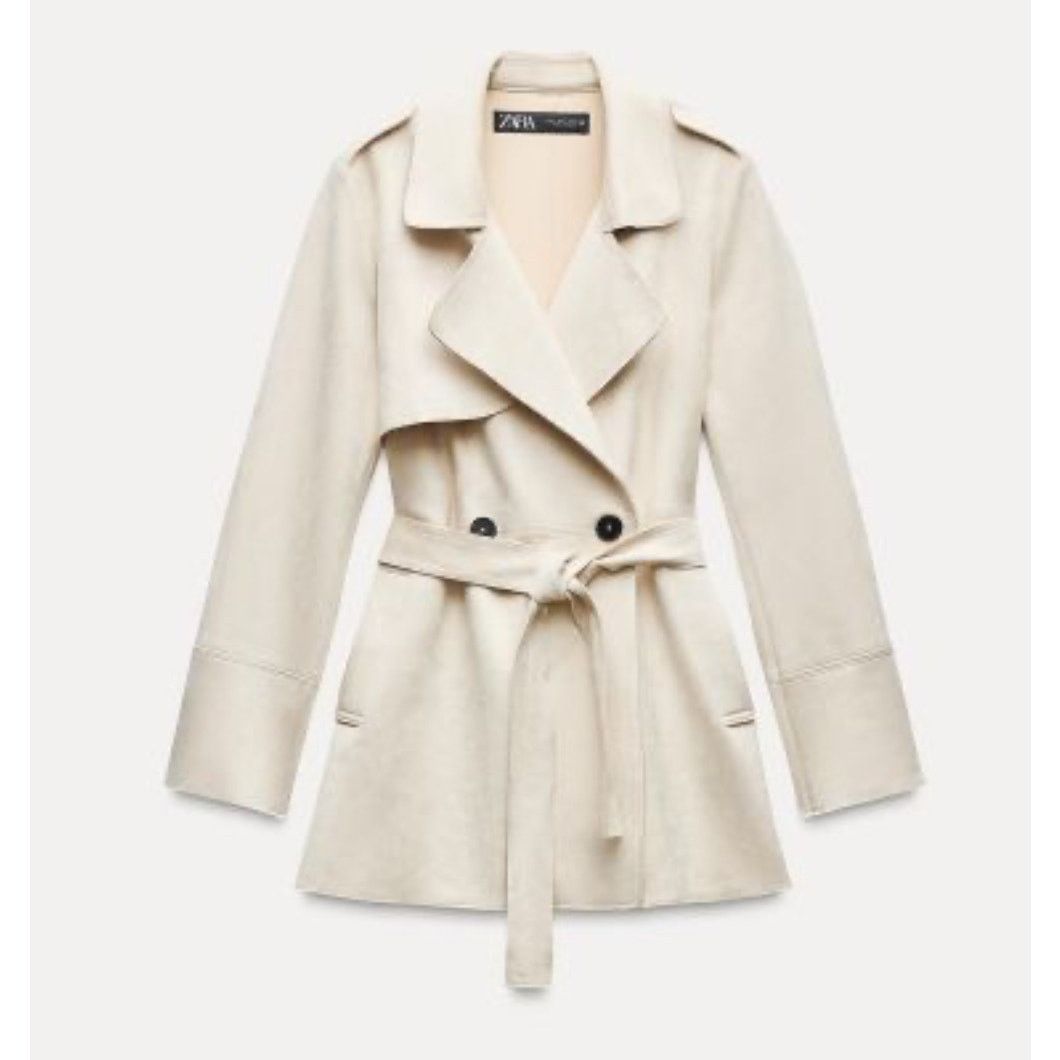 Zara Zara - Faux Suede Trench Coat / XS / Tan / NWT Size XS / US 0-2 / IT 36-38 - 1 Thumbnail