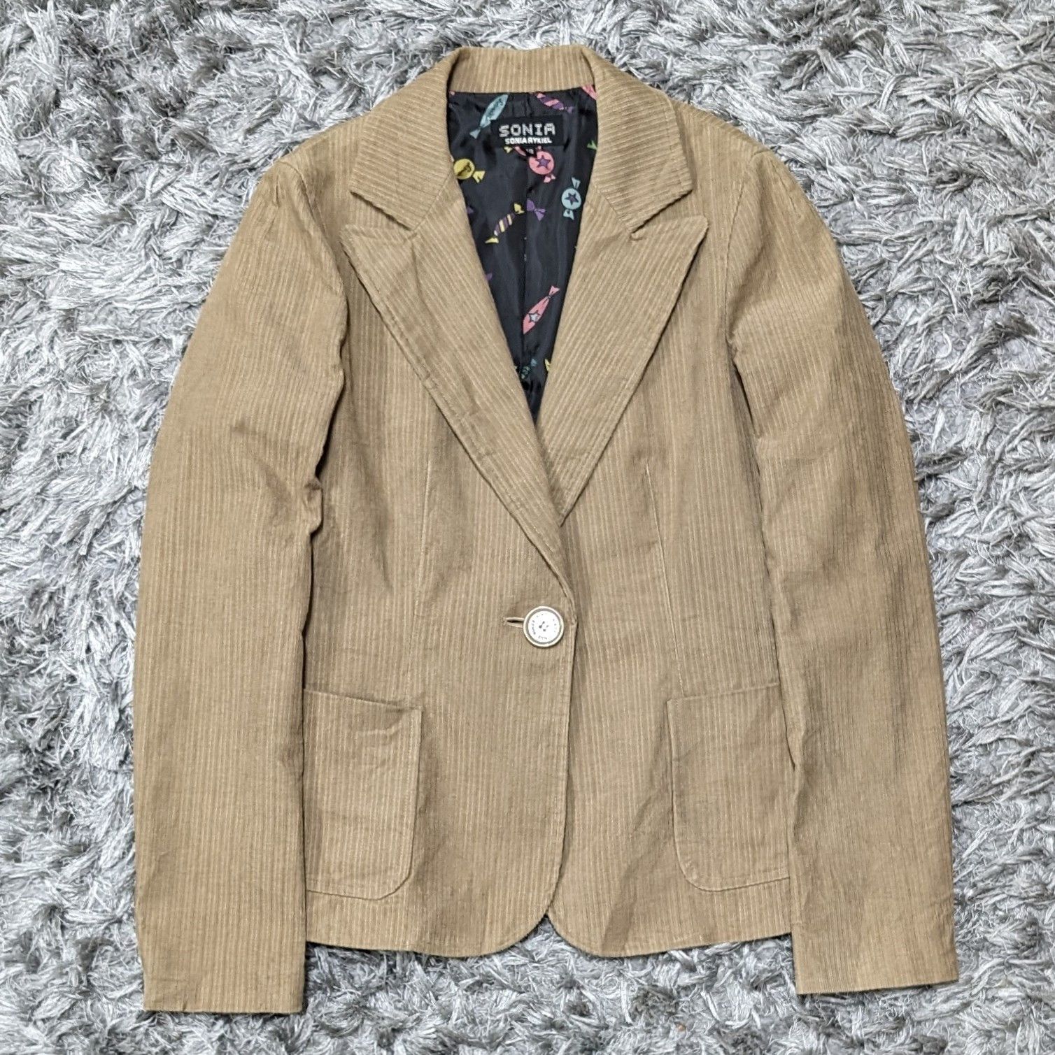 Sonia Rykiel Sonia by Sonia Rykiel Single Button Stripe Jacket Coat Size S / US 4 / IT 40 - 2 Thumbnail